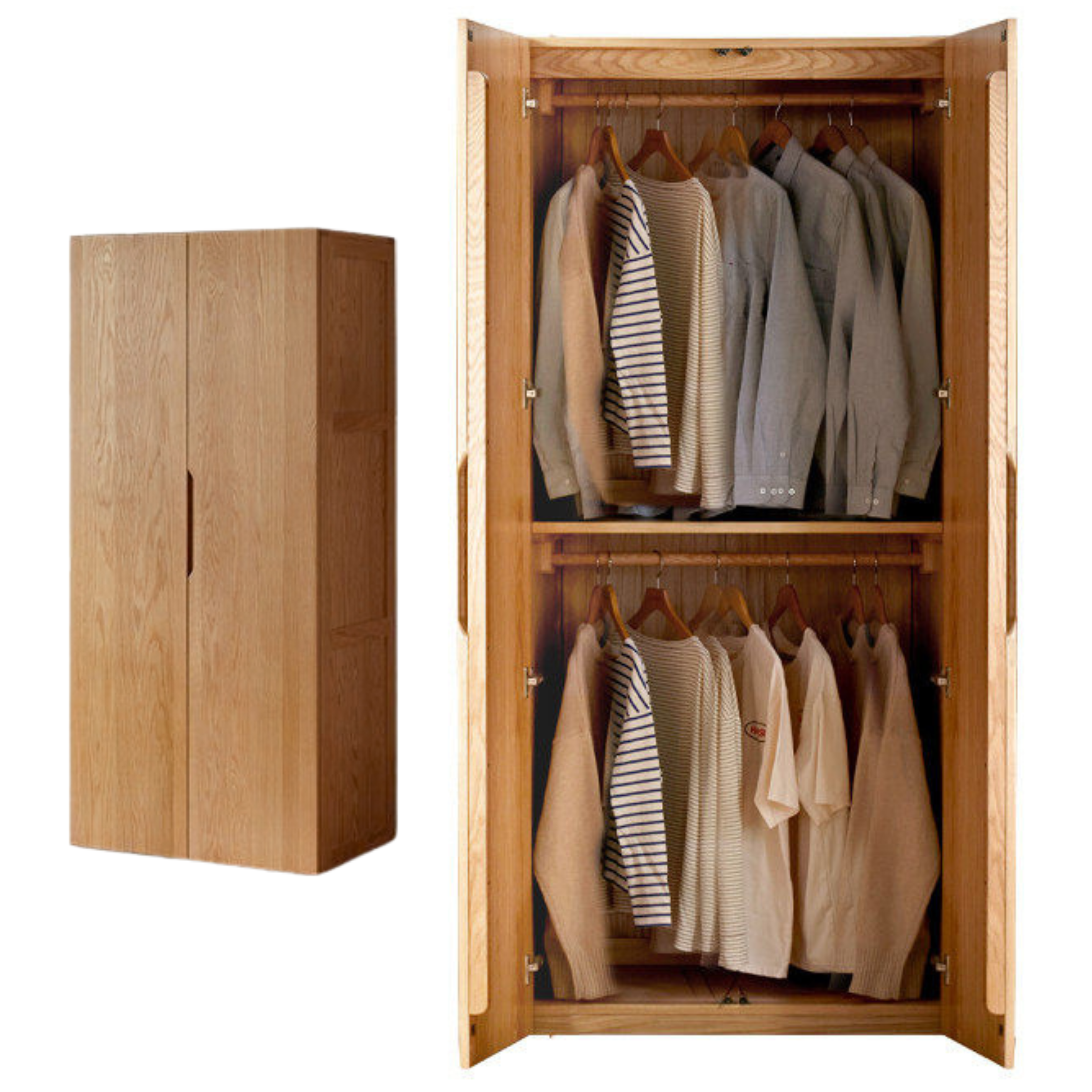 Oak Solid Wood Nordic Wardrobe.