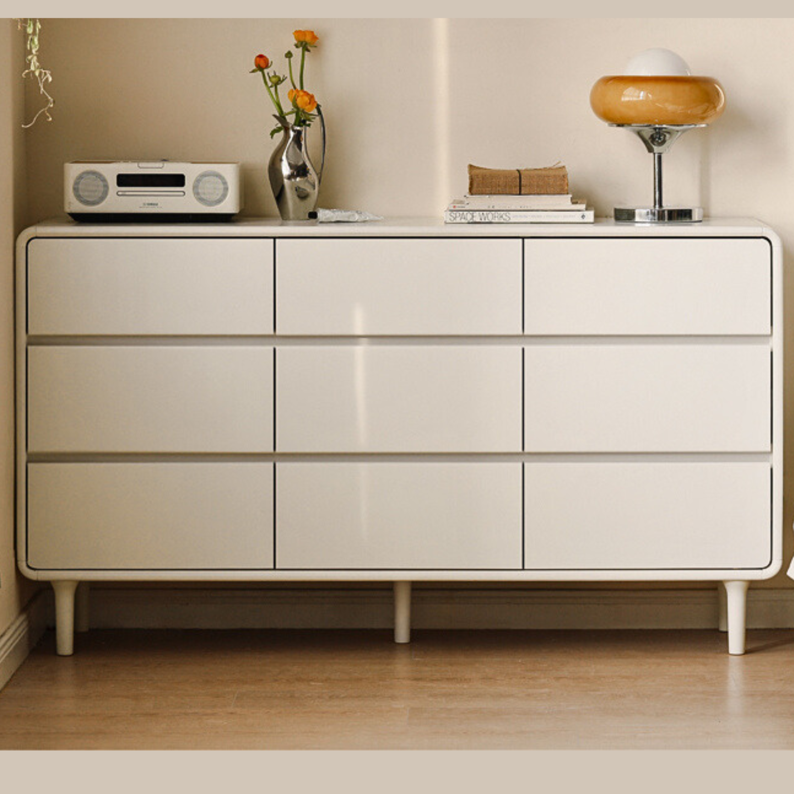 Ash Solid Wood Cream Style Chest of Drawers