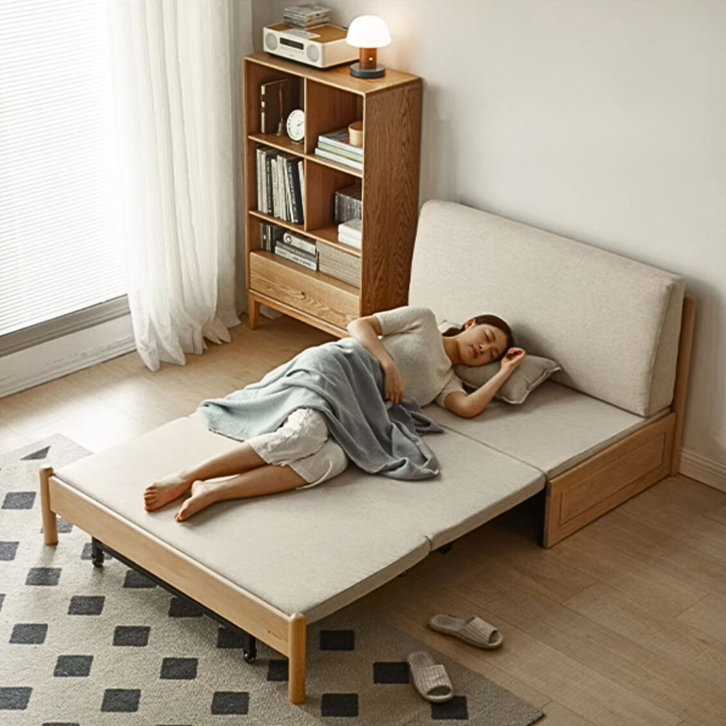 Beech Solid Wood Sofa Bed, Sleeper Sofa.