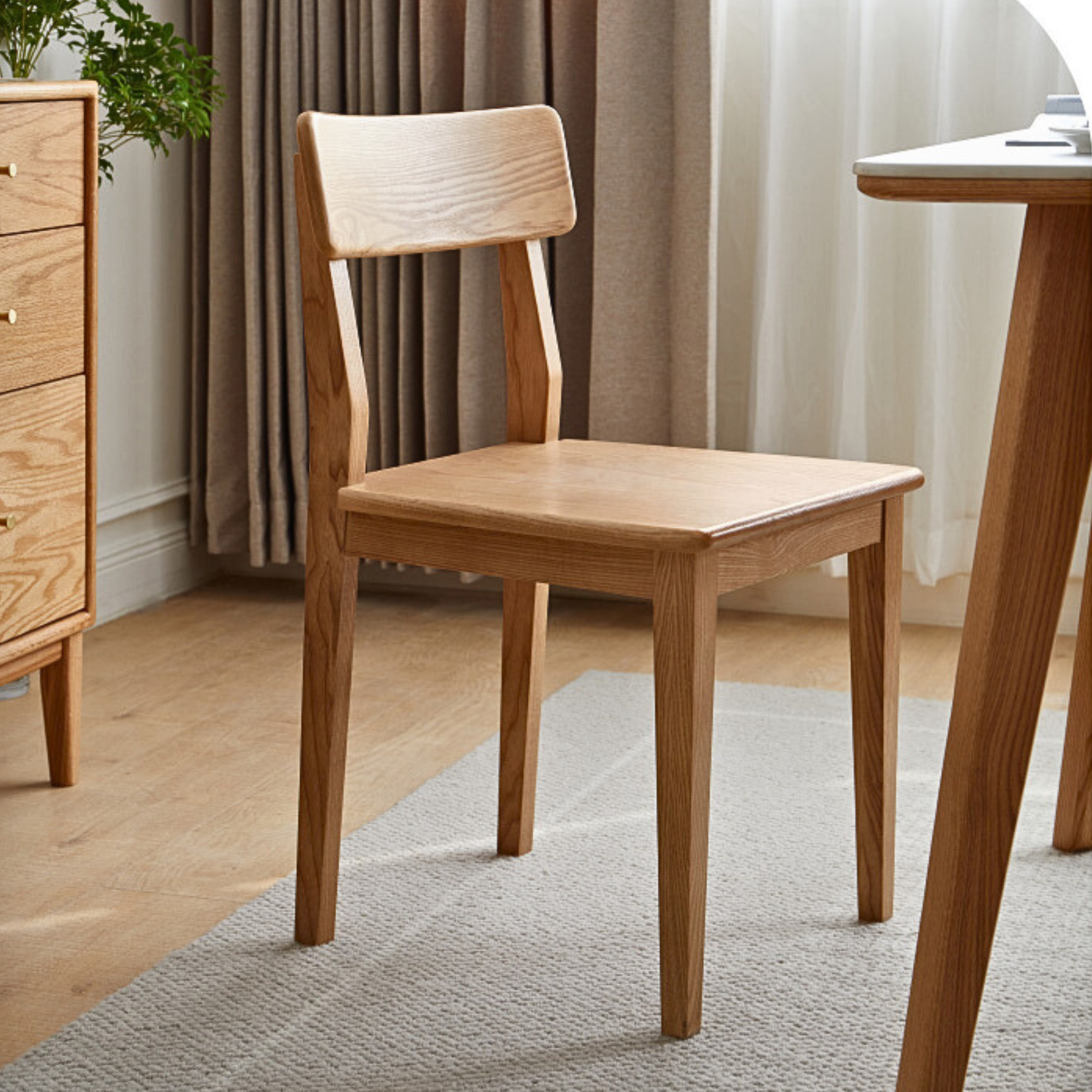 Solid Rubberwood, Ash, Oak, Black Walnut Solid Wood Dining chair Set of 4