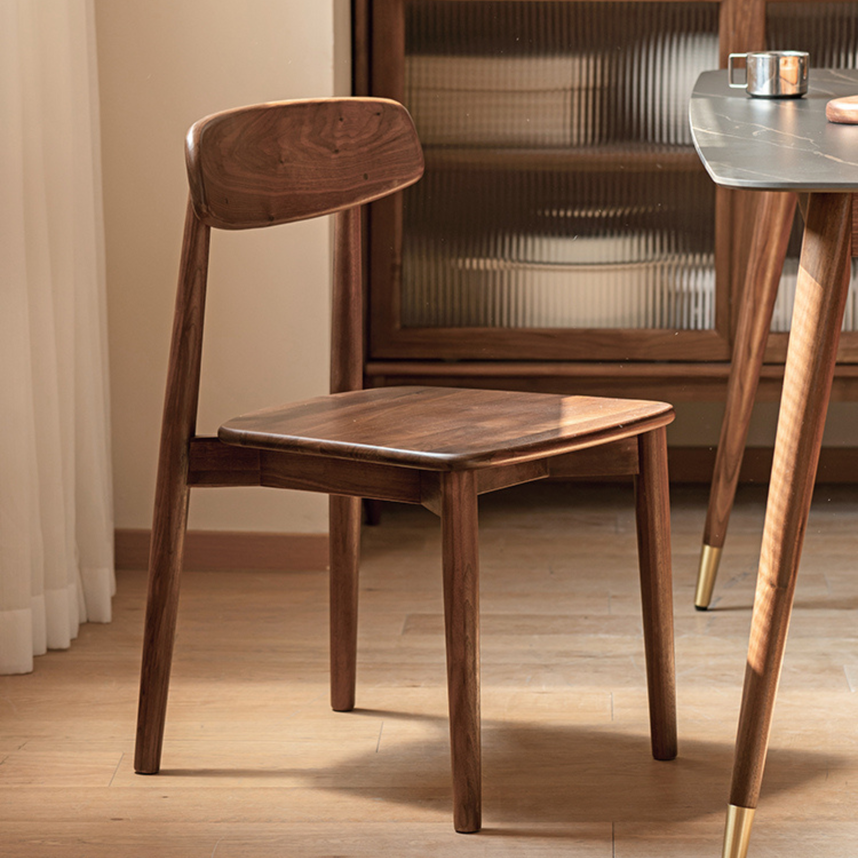 Black Walnut, Ash, Oak, Sandalwood Solid Wood, Solid Rubberwood - Chair 4 pcs set