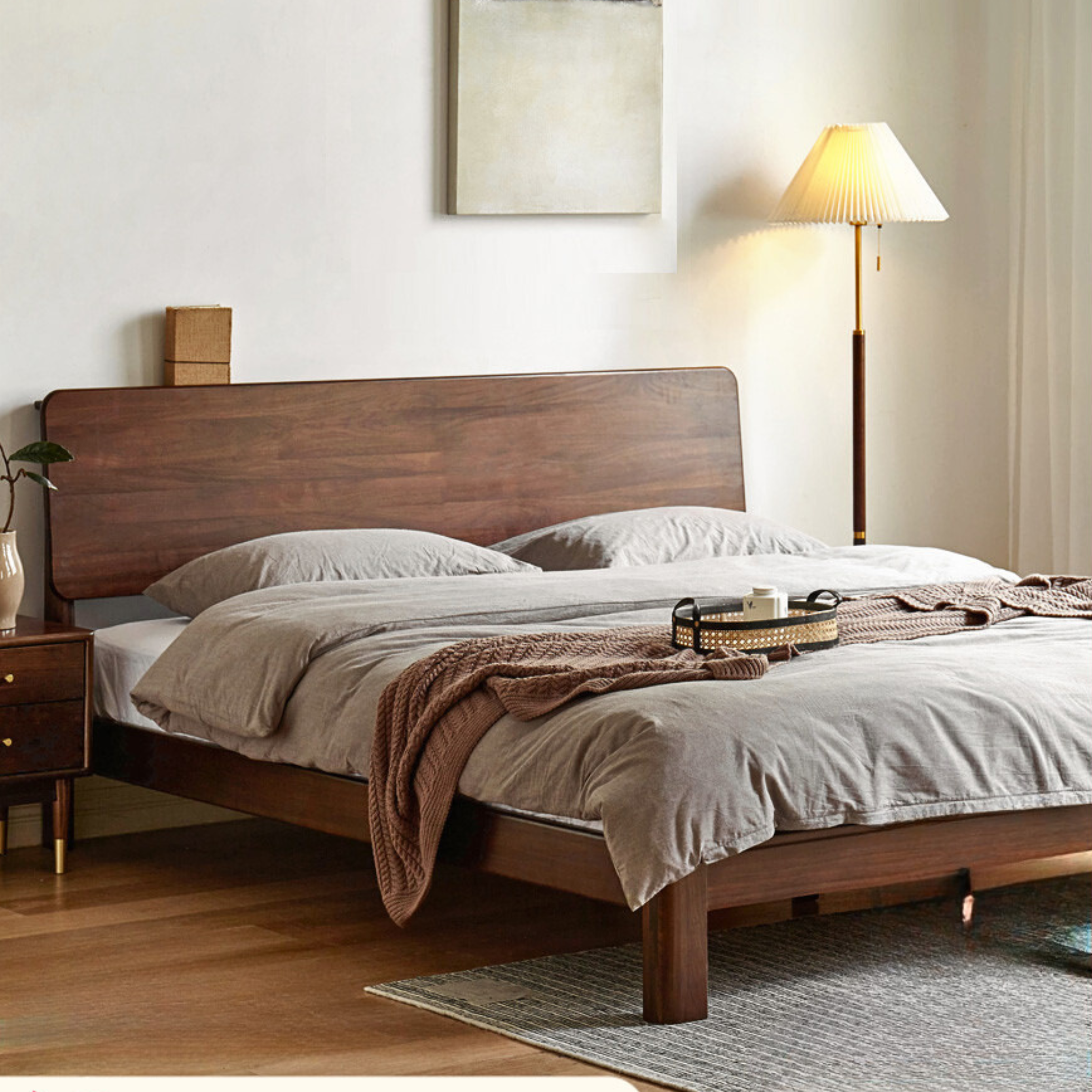 Teak Solid Wood, Black Walnut Solid Wood Bed