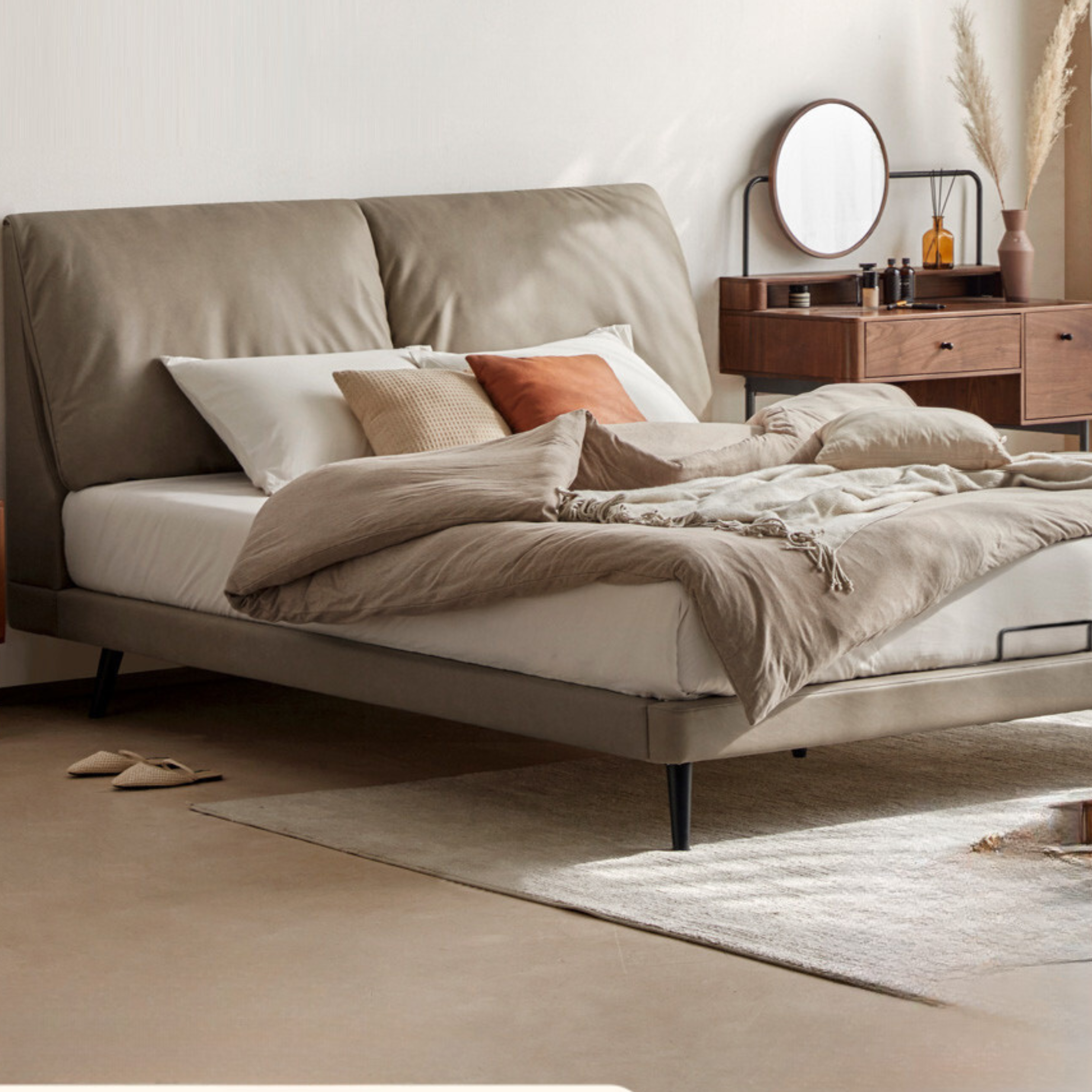 Technological Fabric Bed,Genuine Leather Bed