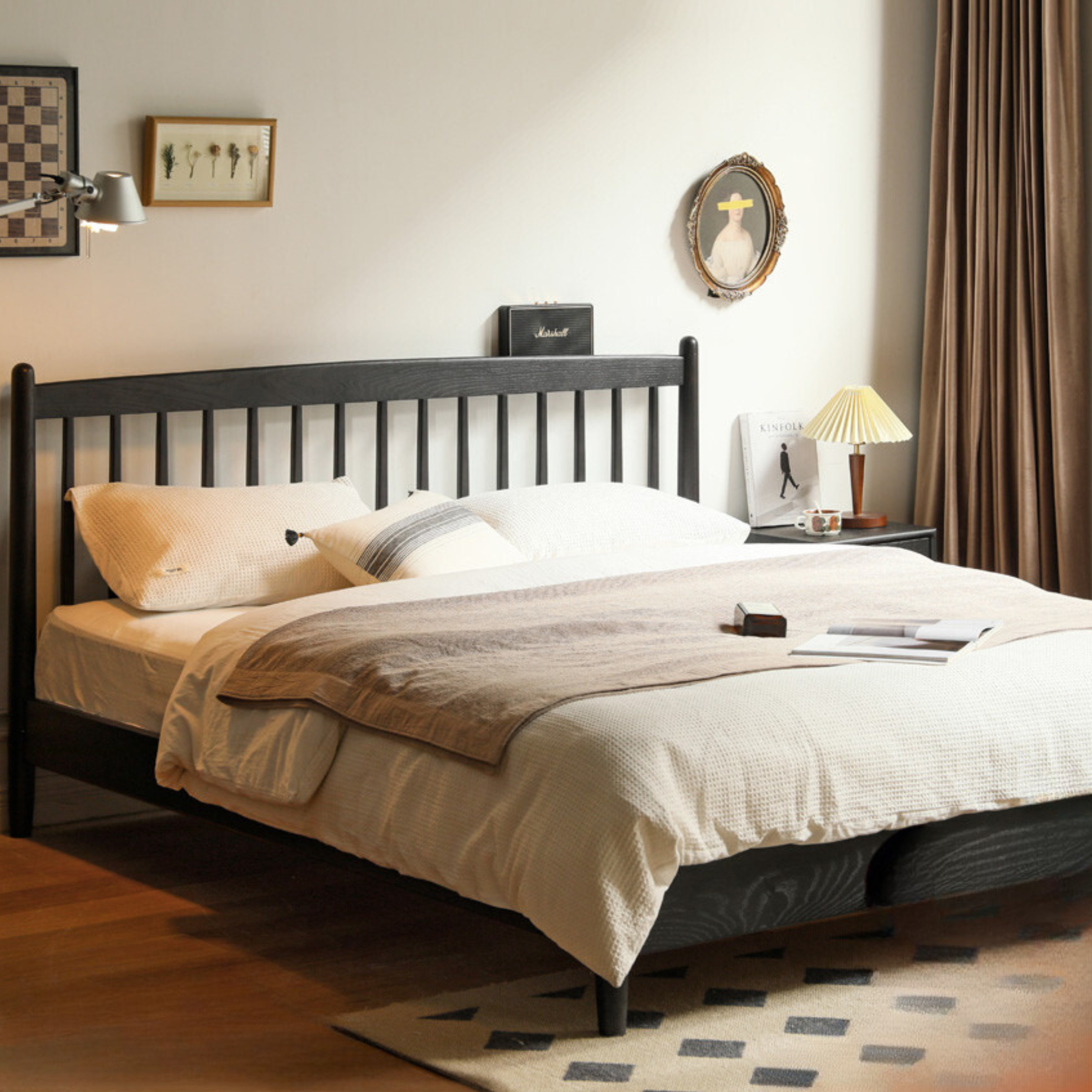 Oak Solid Wood Vintage Bed
