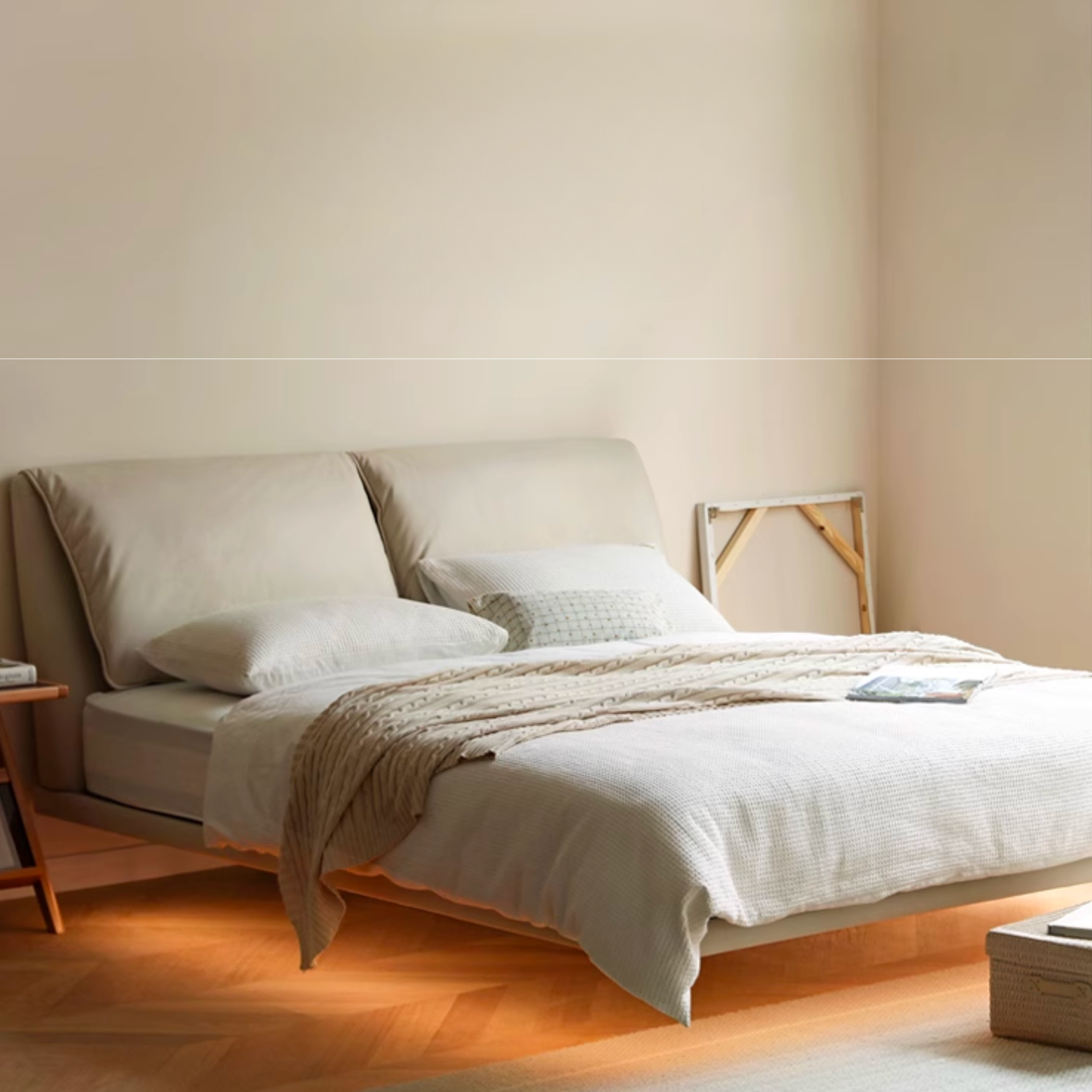 Suspension Technology Fabric Bed,Leather Bed with Light
