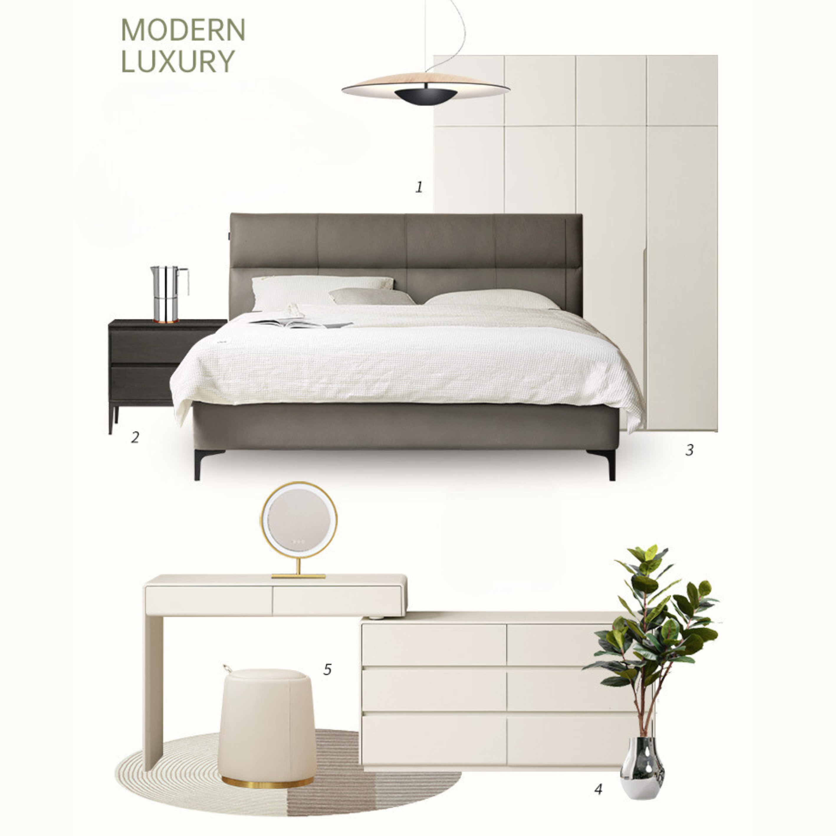 Luxury Genuine Leather Modern Minimalist Bed