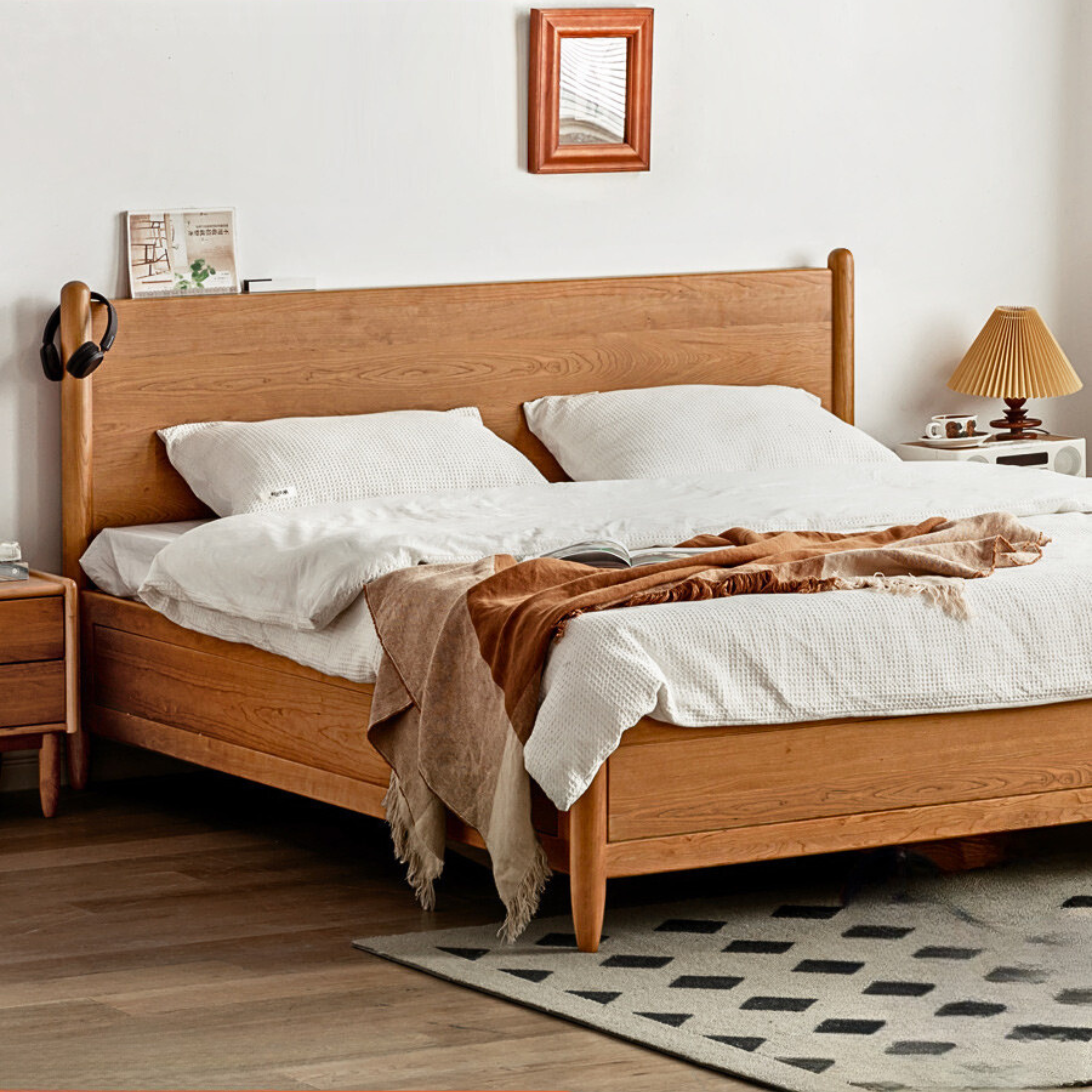 Cherry Wood, Black Walnut Solid Wood Box Bed