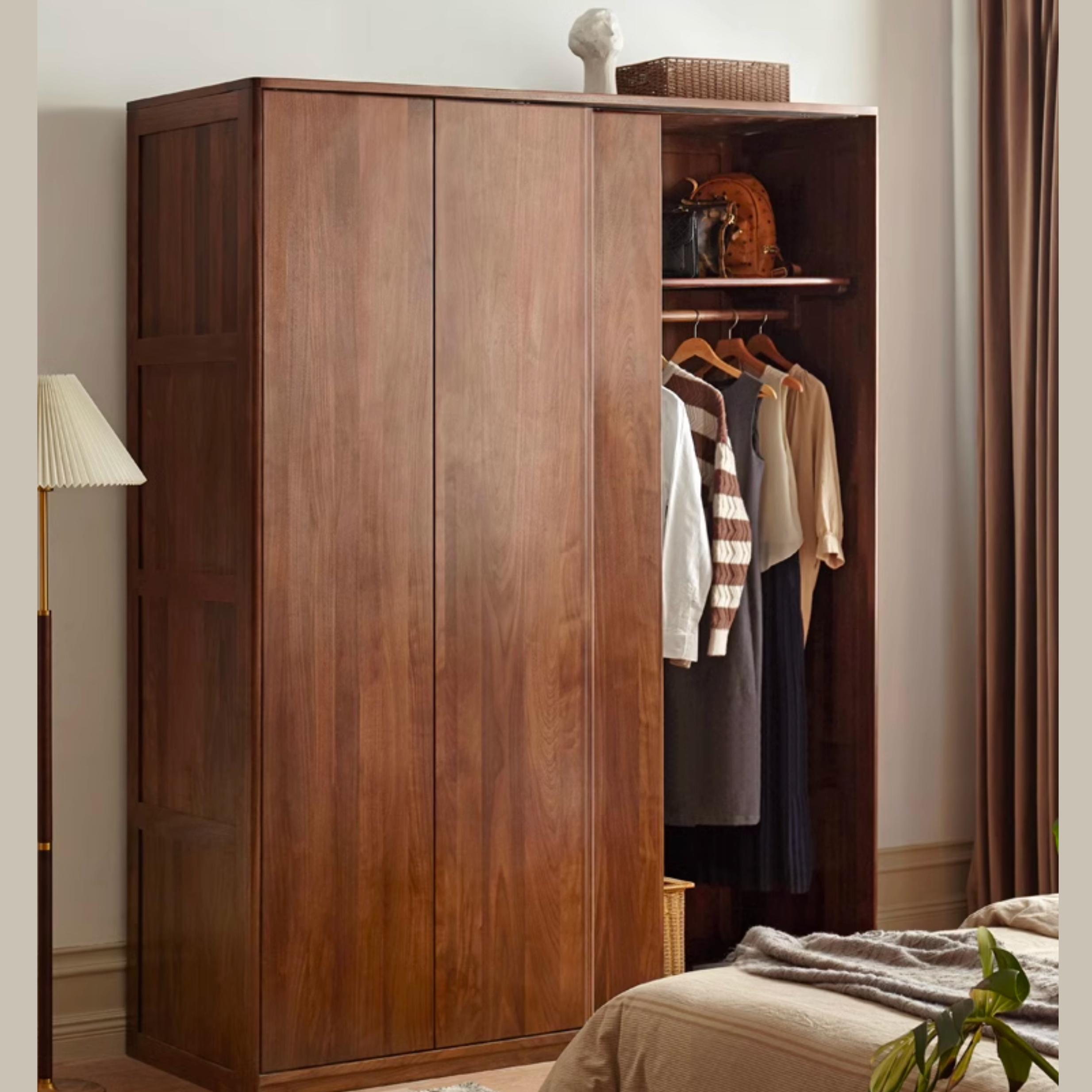 Black Walnut, Sandalwood Sliding Door Wardrobe.