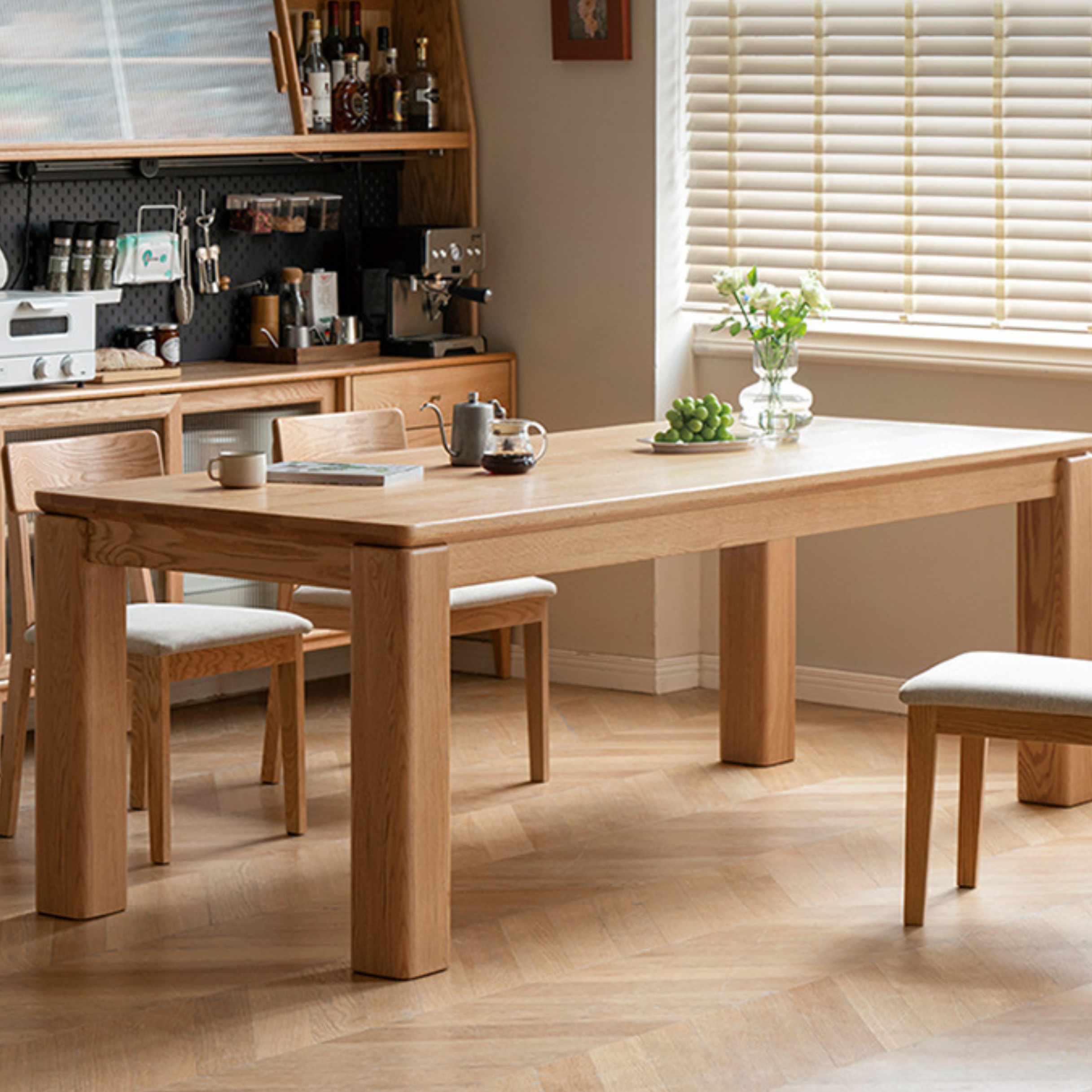 Oak Solid Wood Thick Legs Dining Table