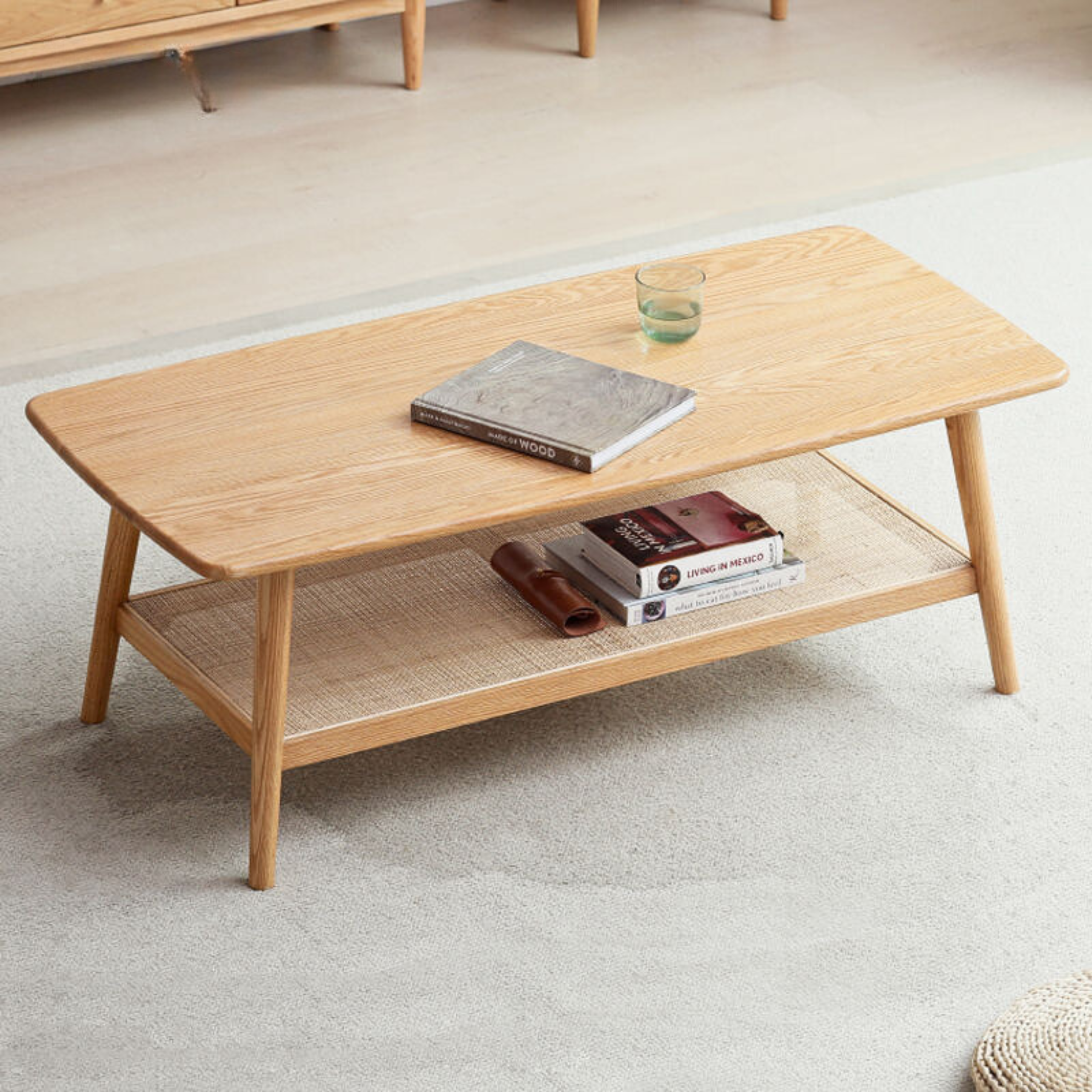 Rubberwood, Oak, Beech Solid Wood Modern Coffee Table