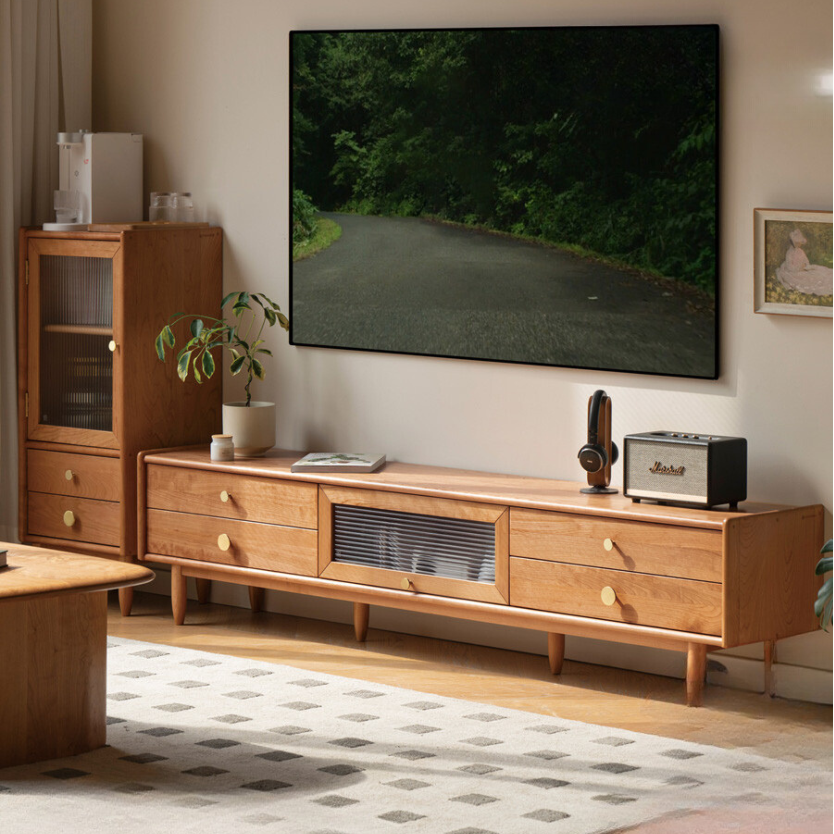 Cherry Solid Wood TV Stand.