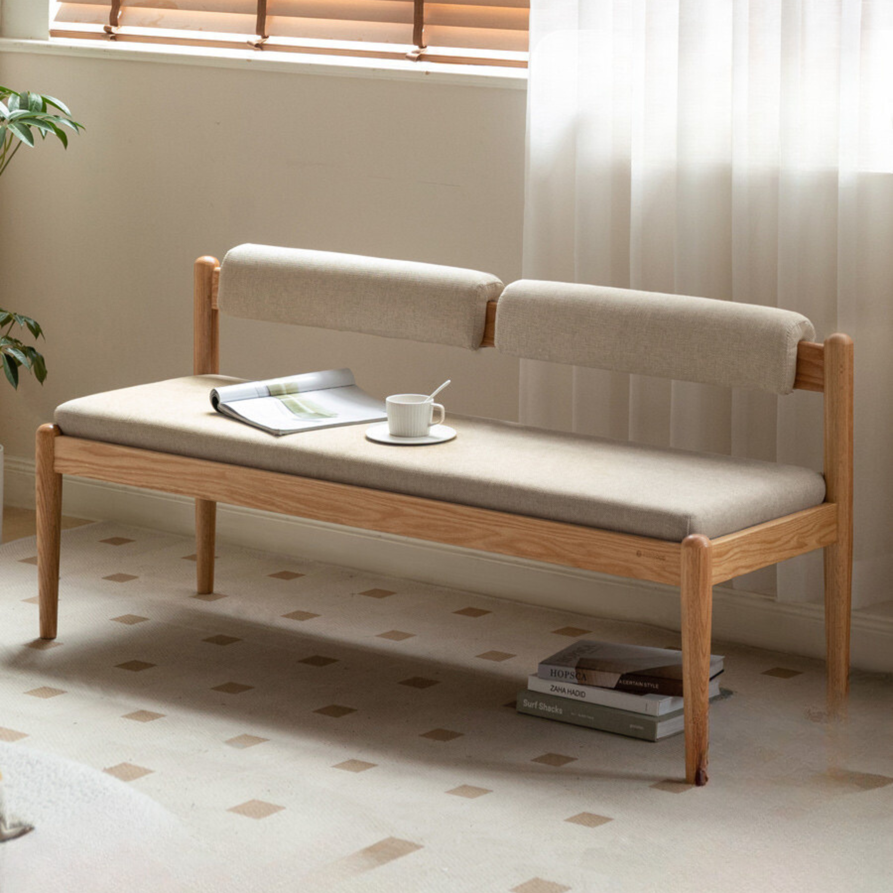 Black Walnut, Oak Solid Wood Soft Bench