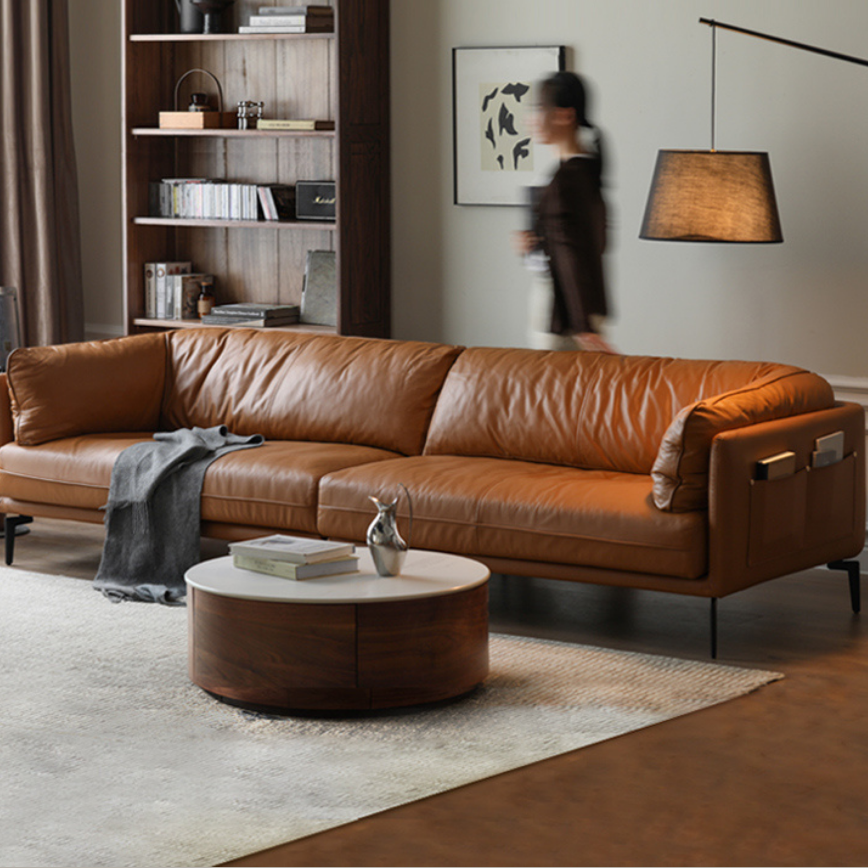 First Layer Cowhide, Organic Leather ,Tech Fabric Italian Style Sofa.