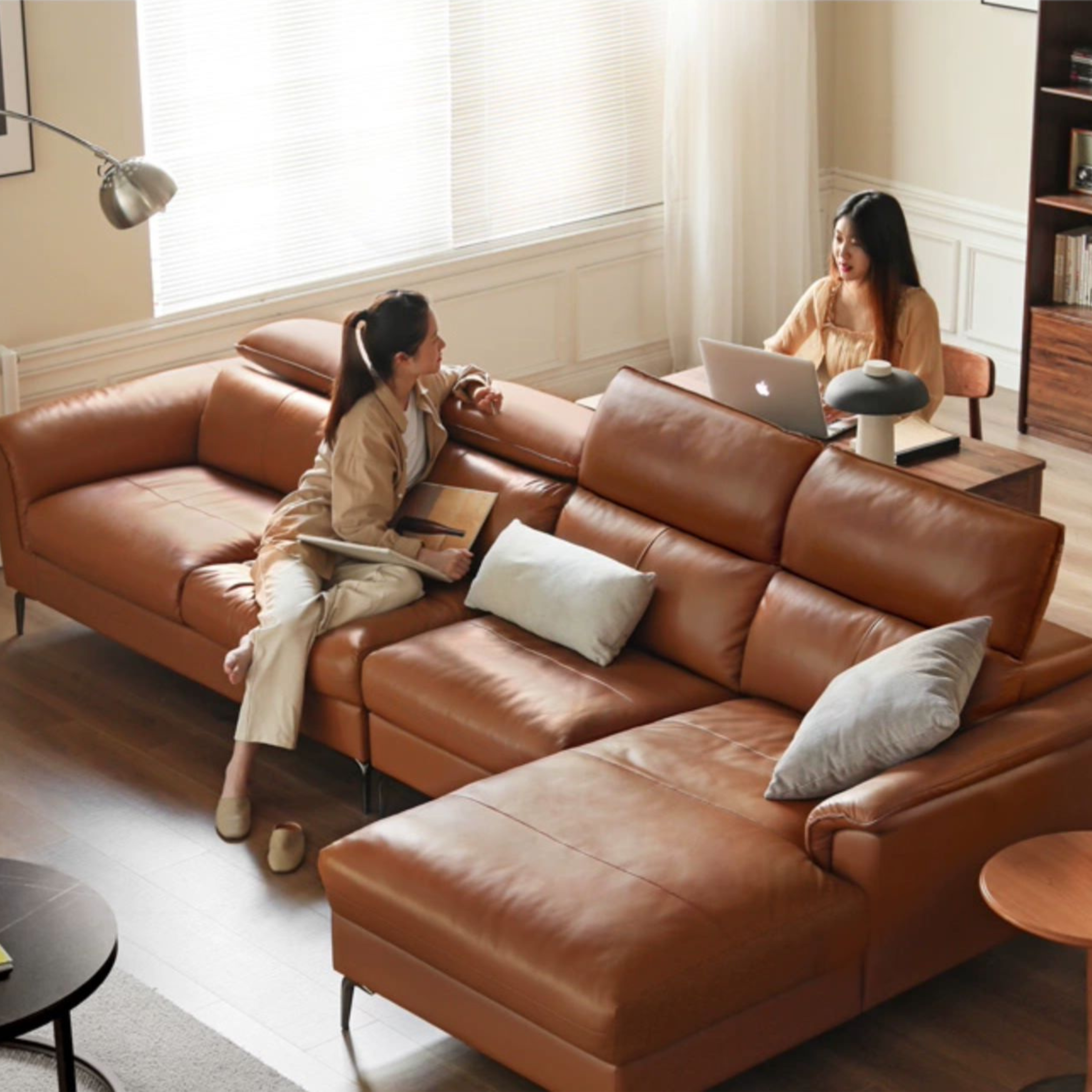 Genuine LeatherSofa, Light Luxury Top Layer Cowhide Italian Sofa.