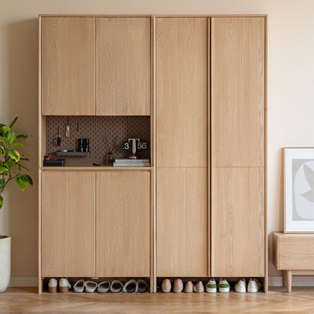 Ash, Oak Solid Wood Shoe Cabinet, Entrance Cabinet Combination Storage
