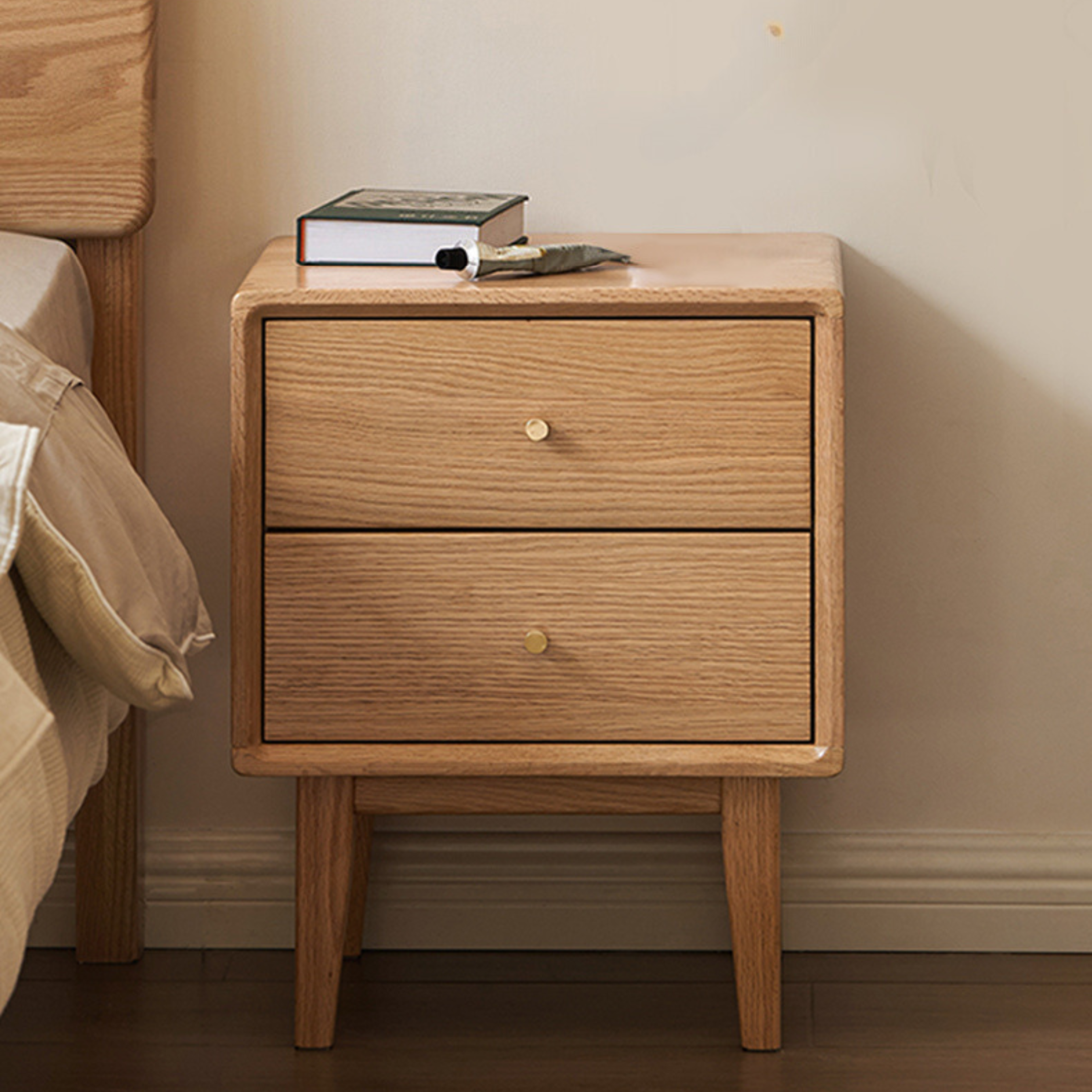 Ash, Oak Solid Wood, Solid RubberWood Nightstand)