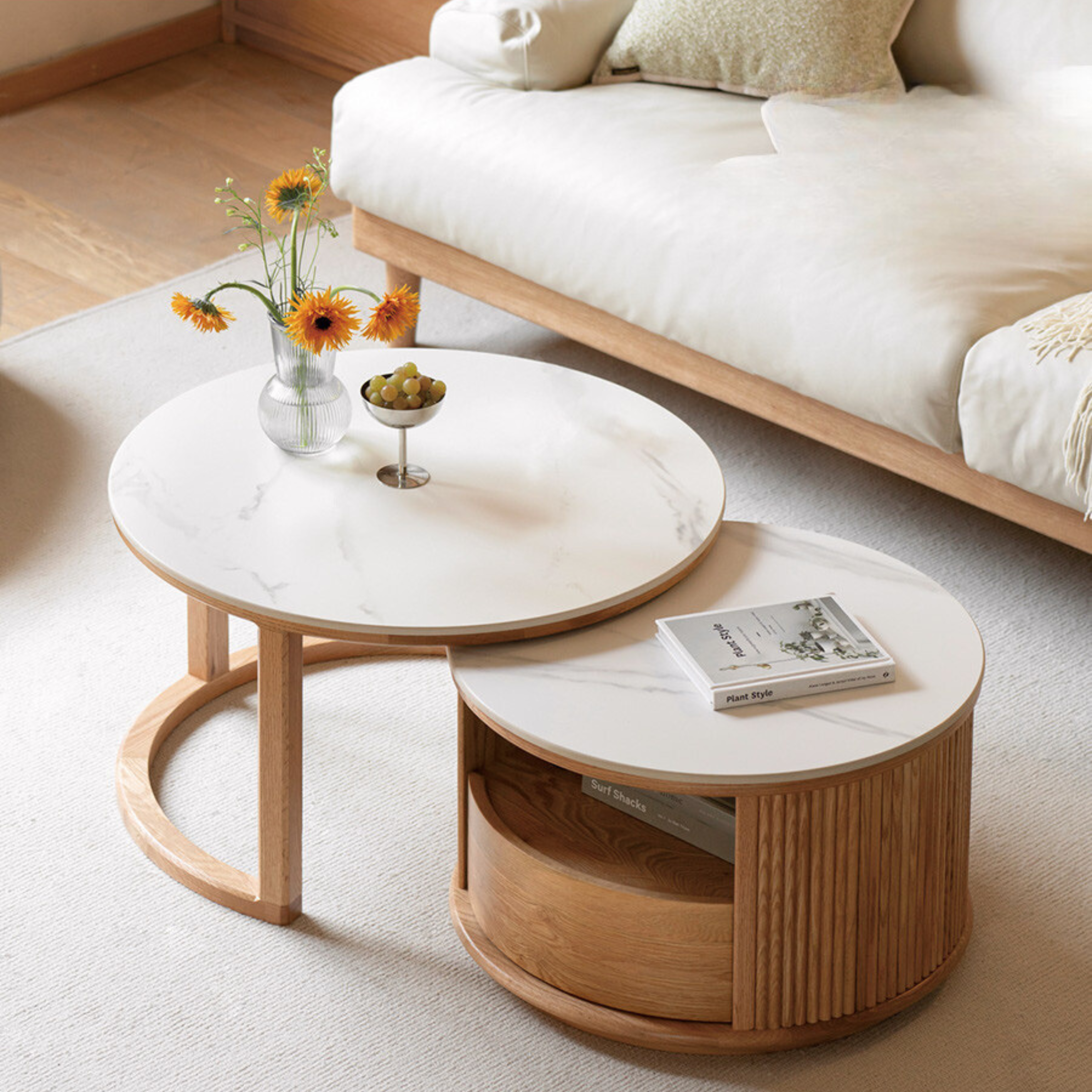 Oak, Ash Solid Wood Rock Plate Coffee Table
