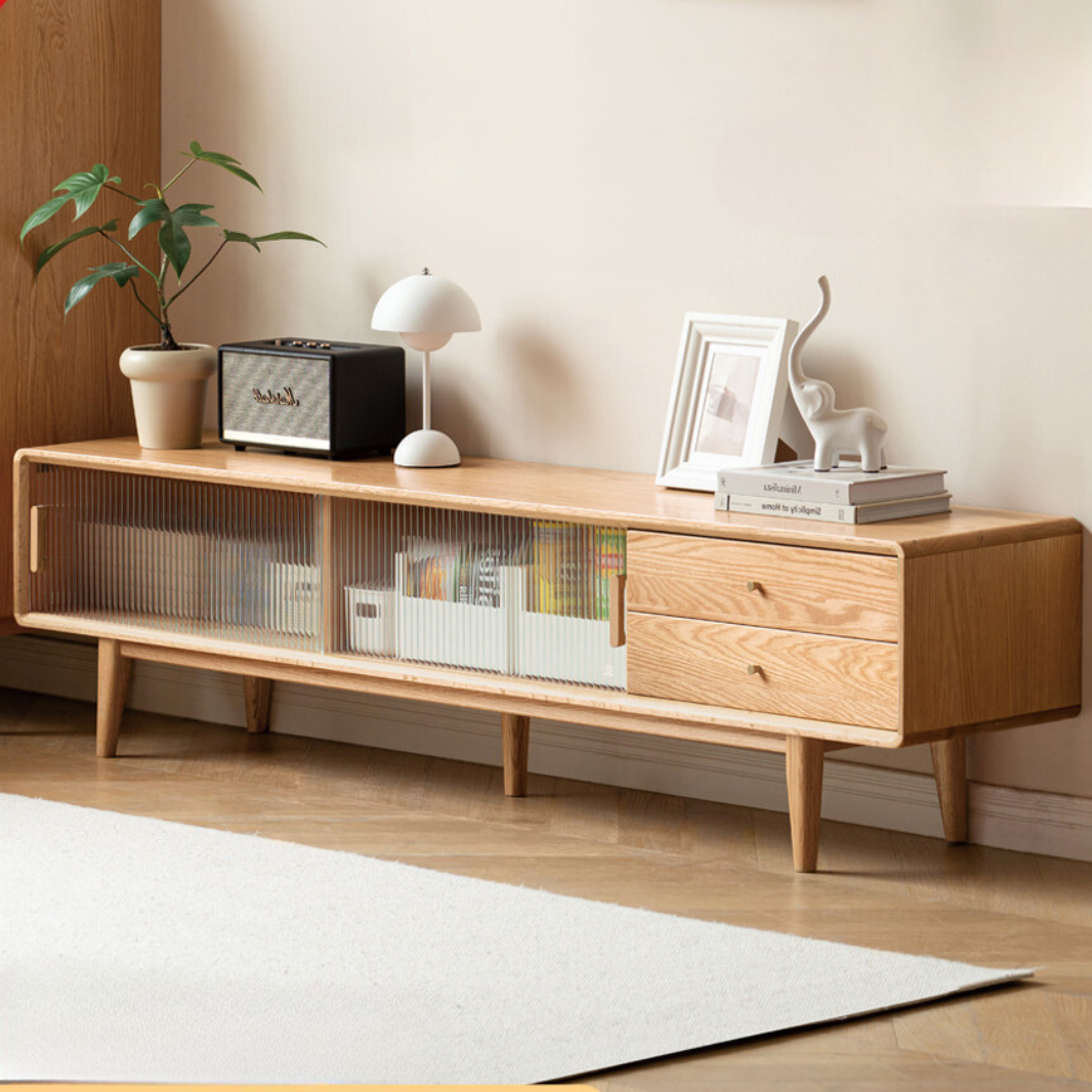 Oak, Beech, Rubber Solid Wood TV Stand