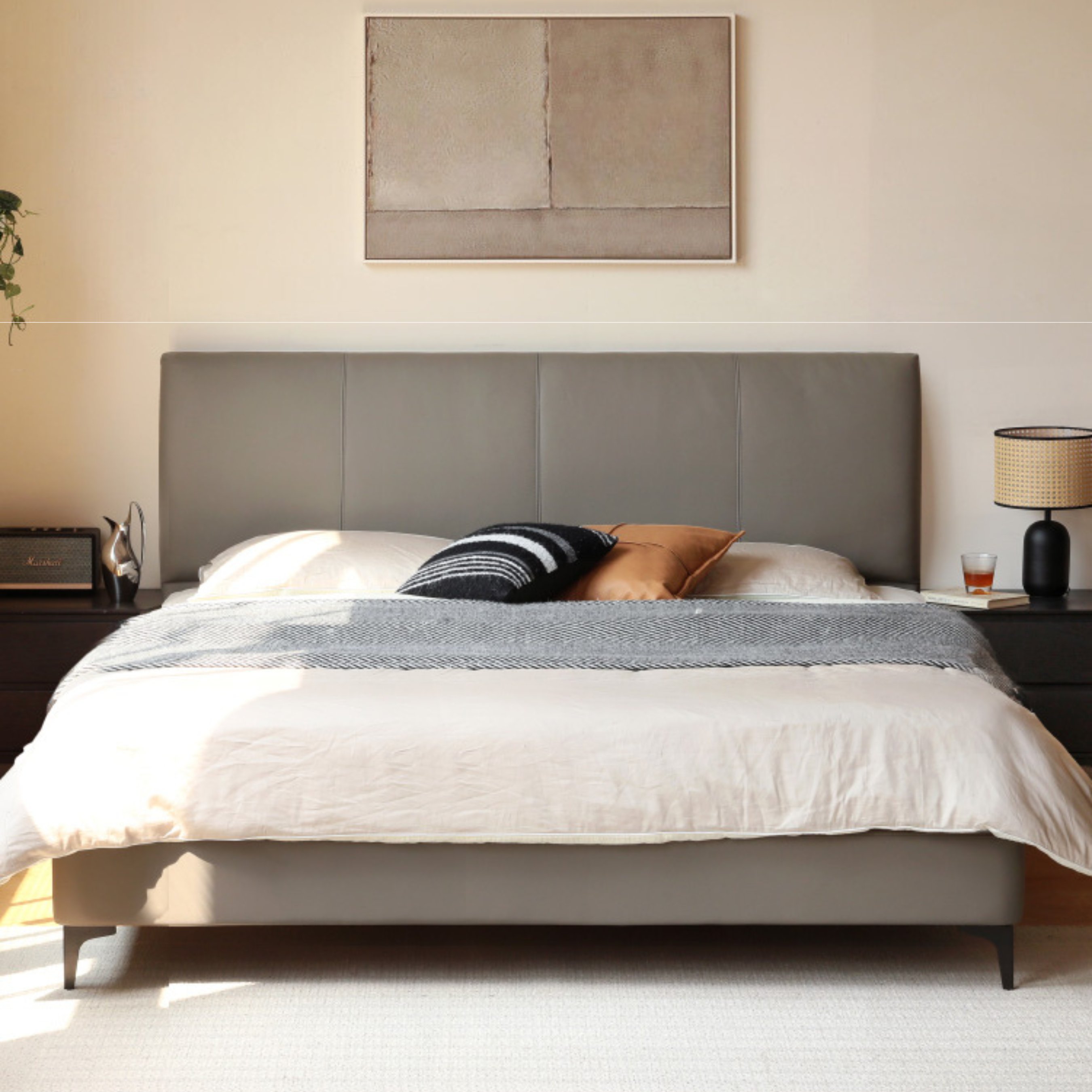 Leather Curved Design Bed