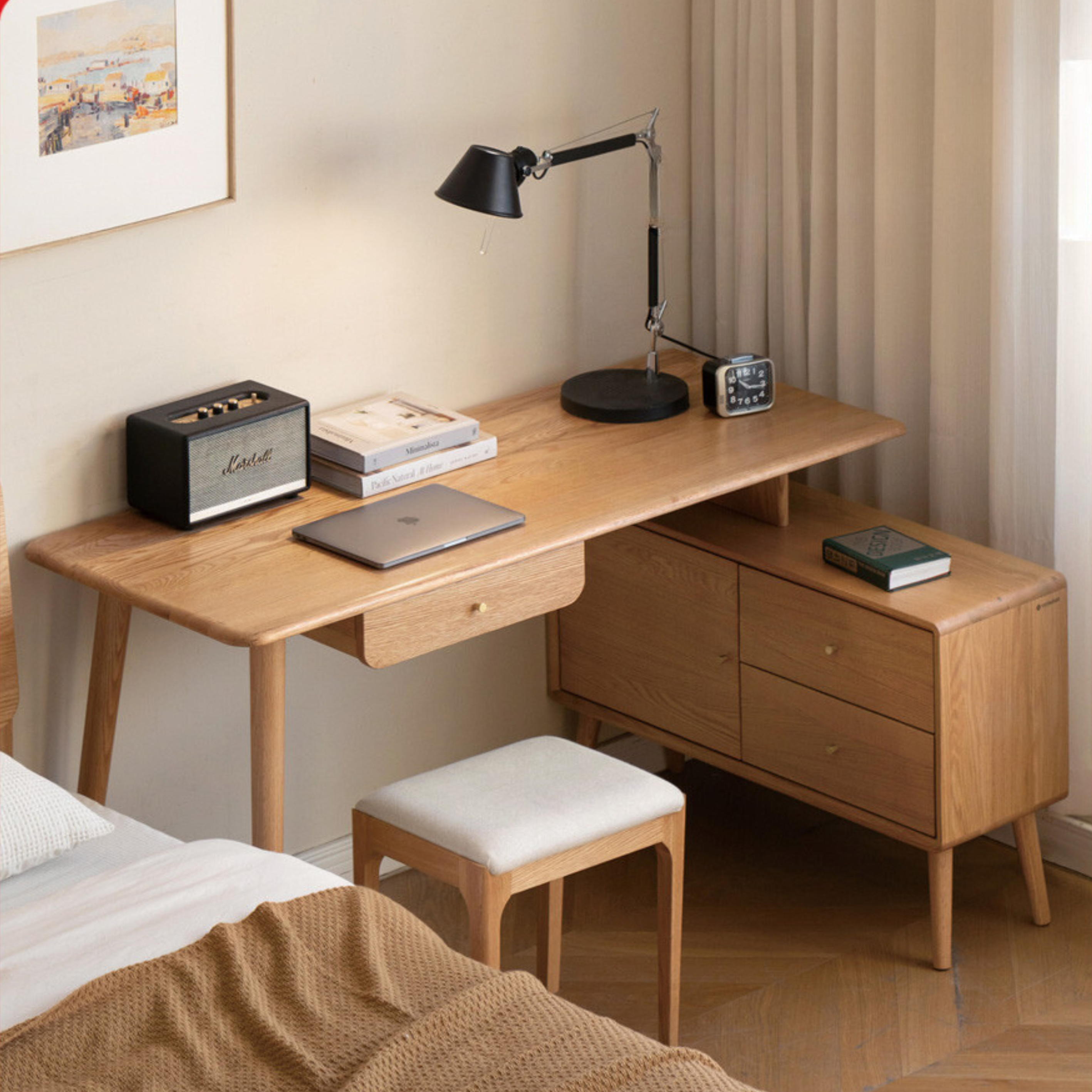 Oak Solid Wood Telescopic Office Desk