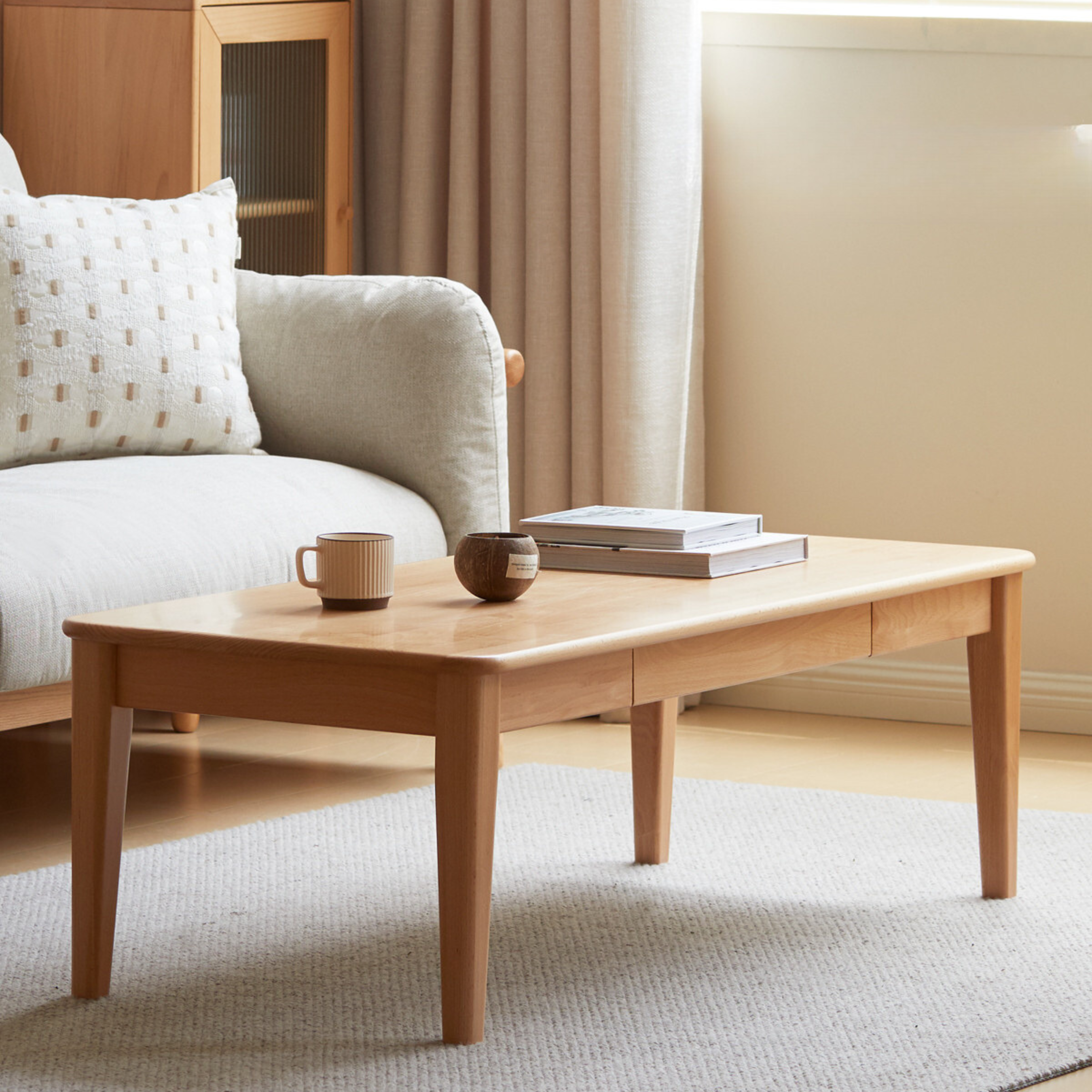 Beech Solid Wood Coffee Table Modern