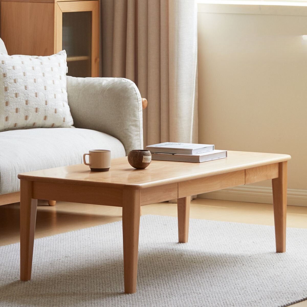 solid wood coffee table modern simple household multifunctional kang ...