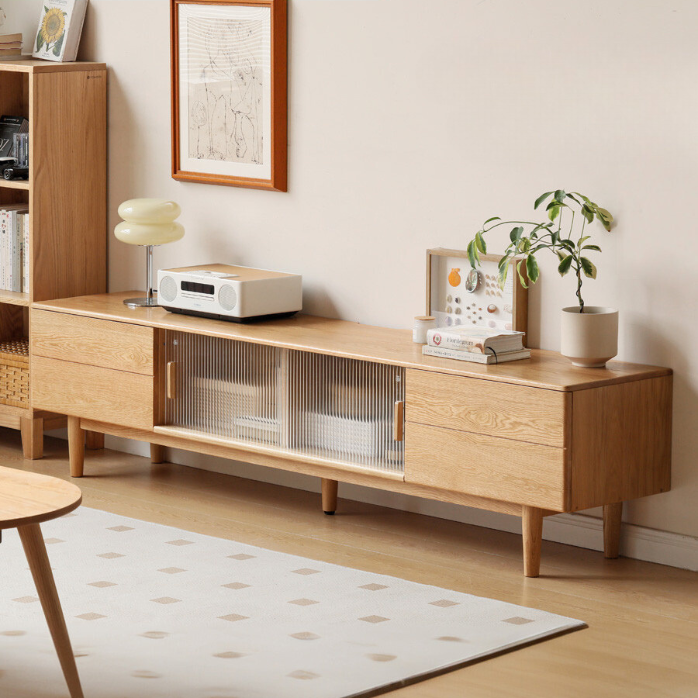 Ash, Oak Solid Wood TV Cabinet Modern.