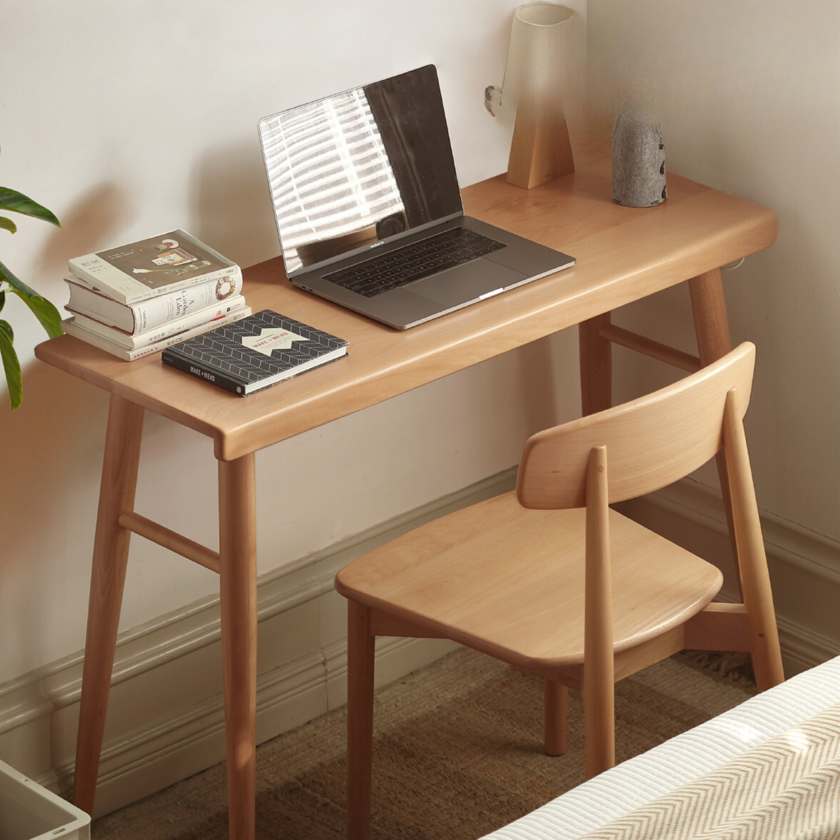 Beech Solid Wood Office DeskStorage Rack Integrated