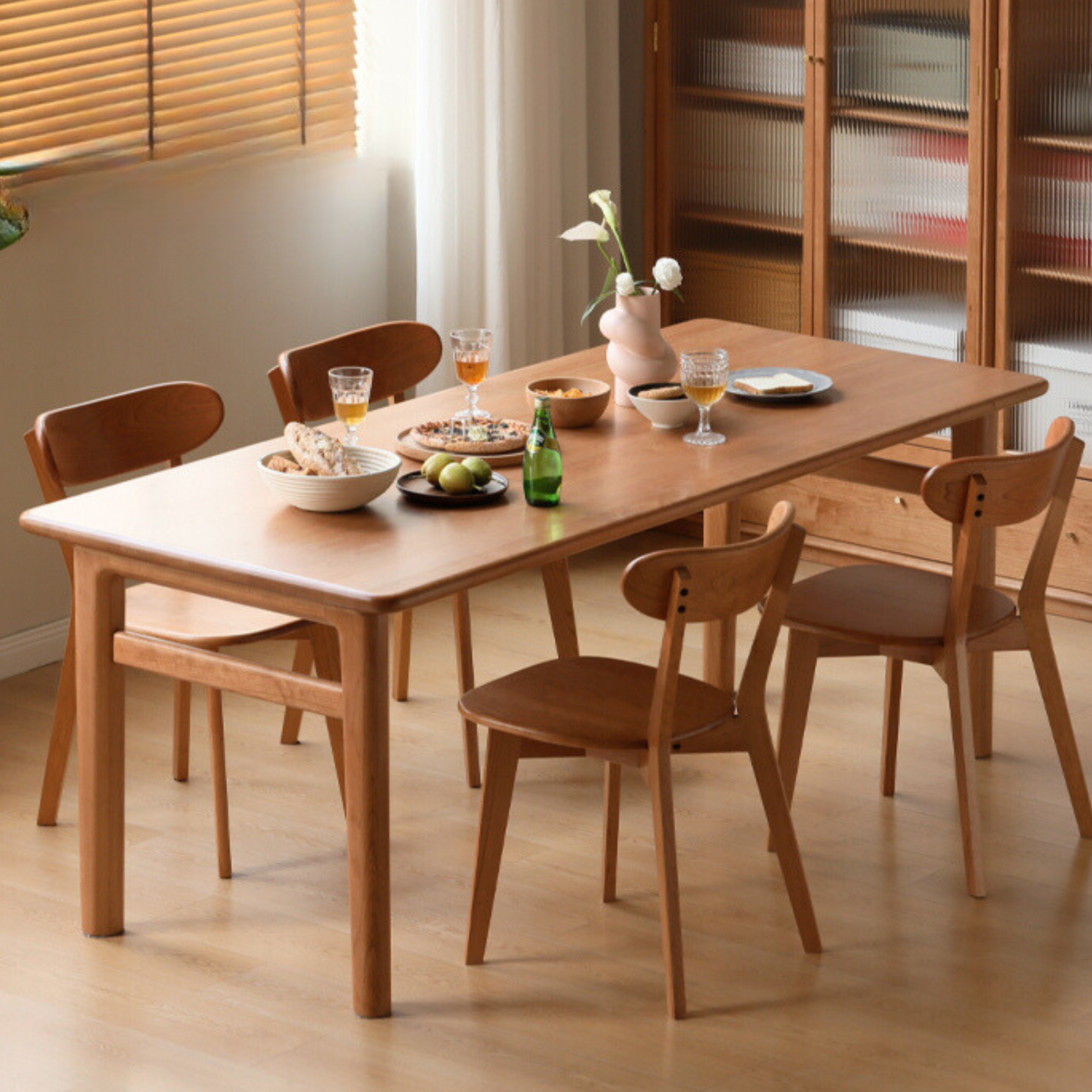 Cherry Solid Wood Office Desk, Large Dining Table