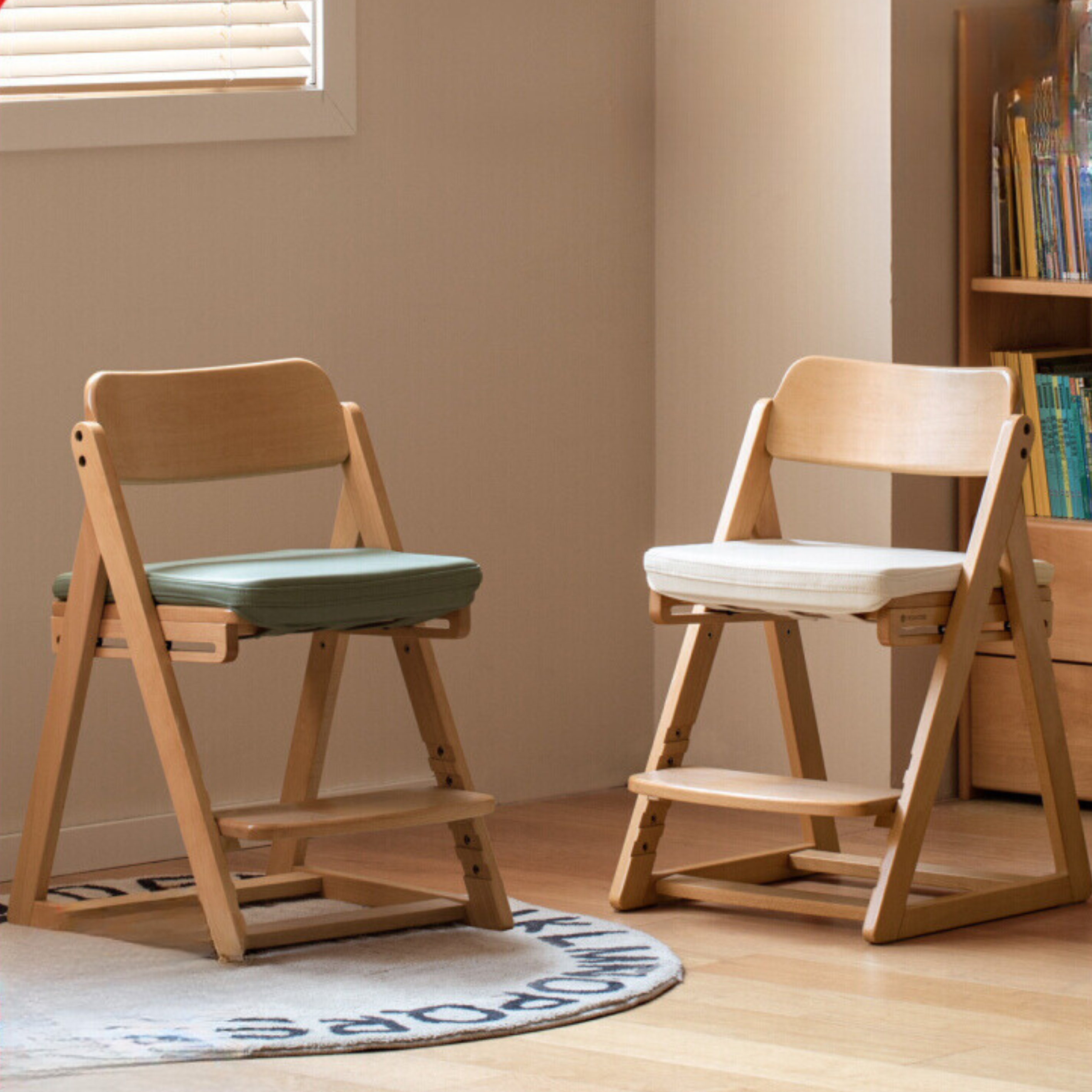 Beech Solid Wood Kid's Adjustable Elevating Chair.