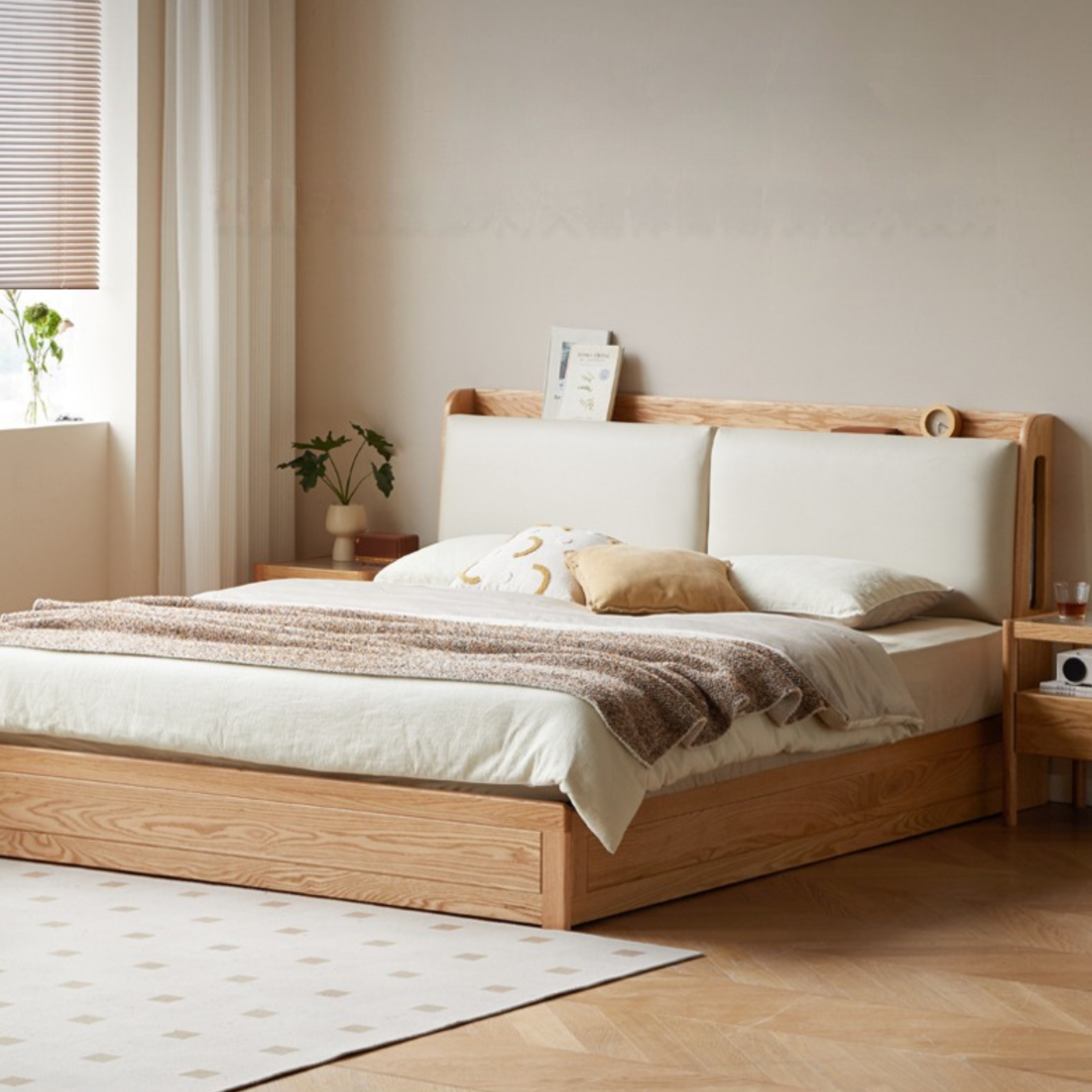 Oak Solid Wood Box Bed Storage Technology Cloth