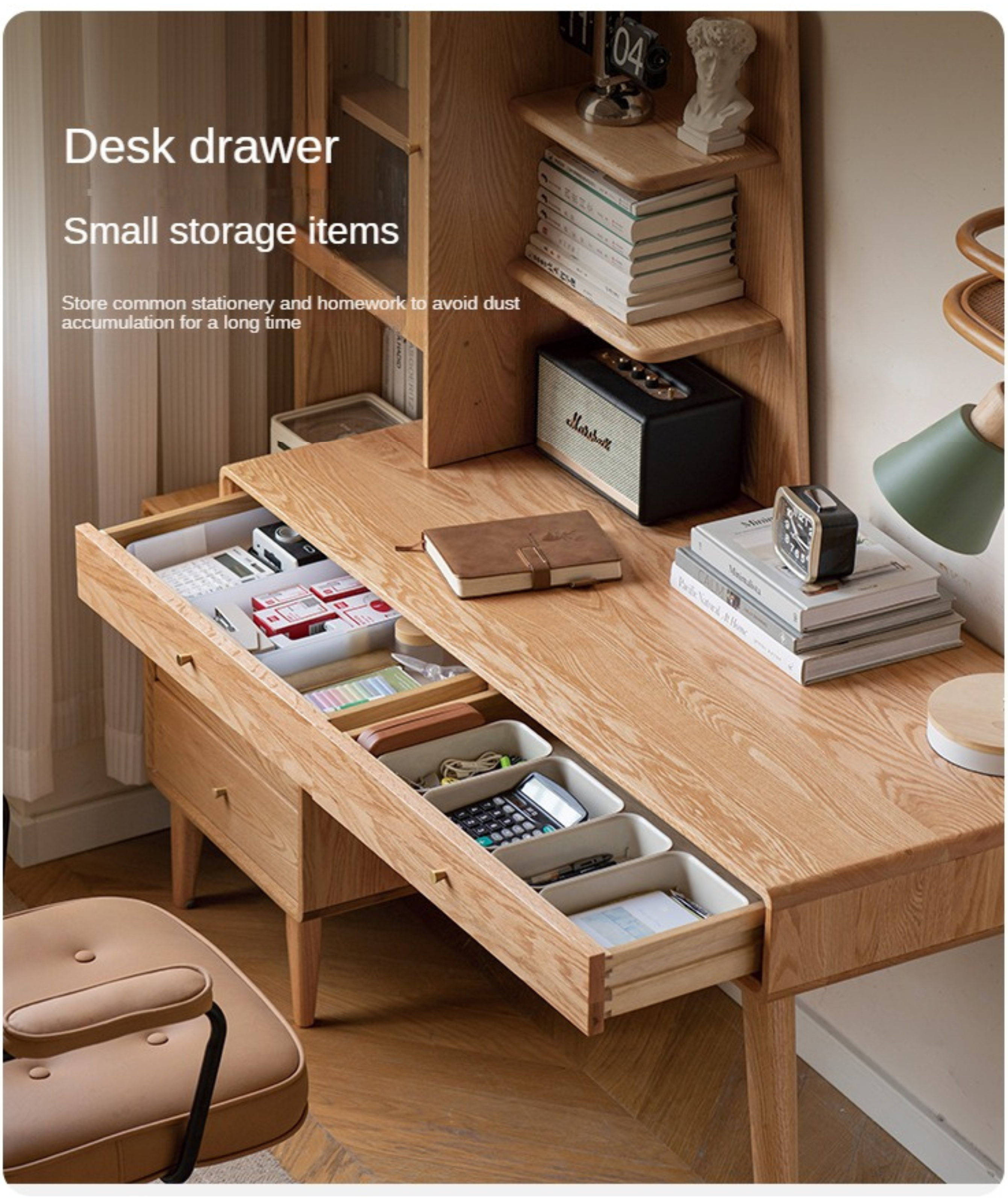 Oak Solid Wood Office Desk Combination