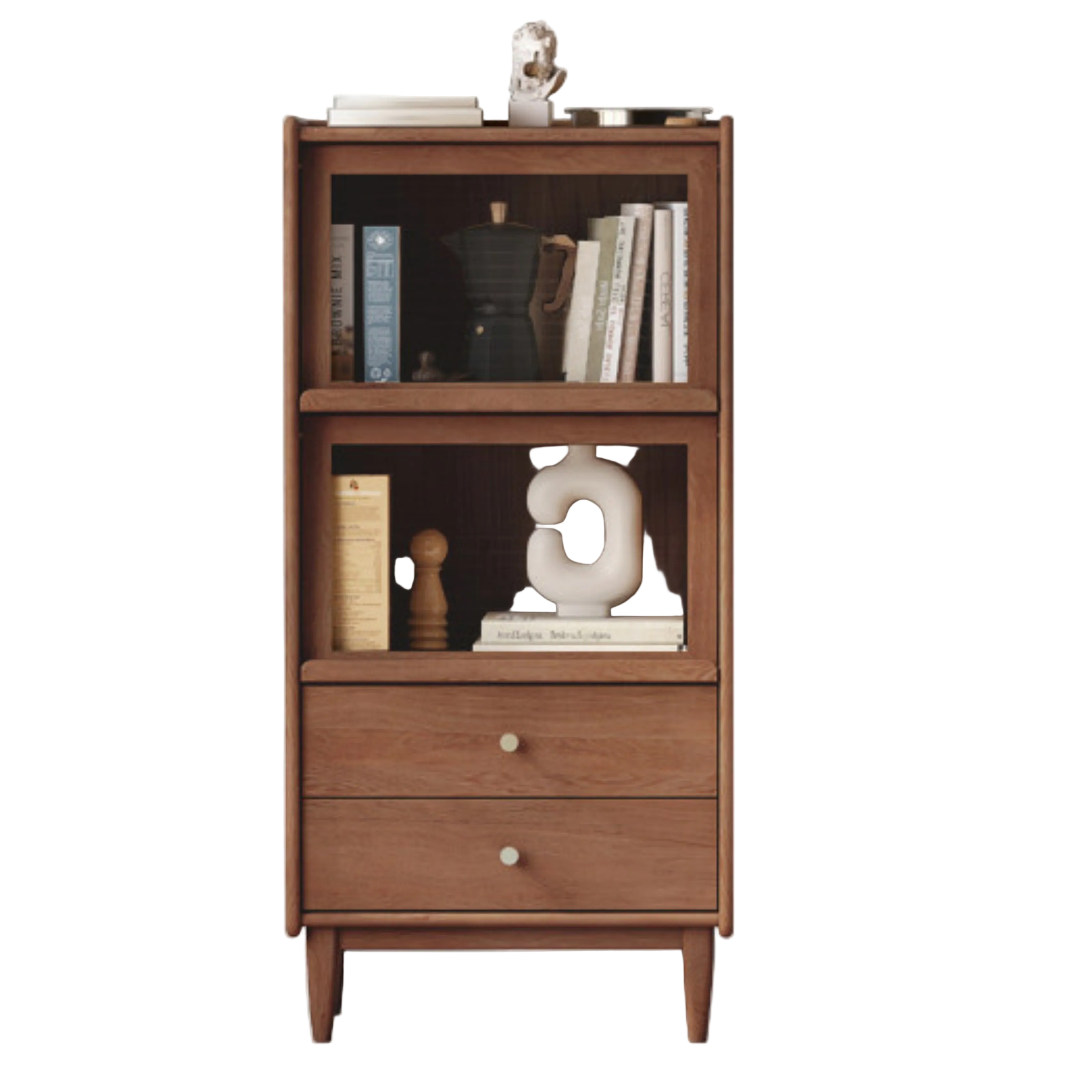 Sandalwood, Black Walnut, Oak Solid Wood Side Cabinet Flip Door LED Lights.