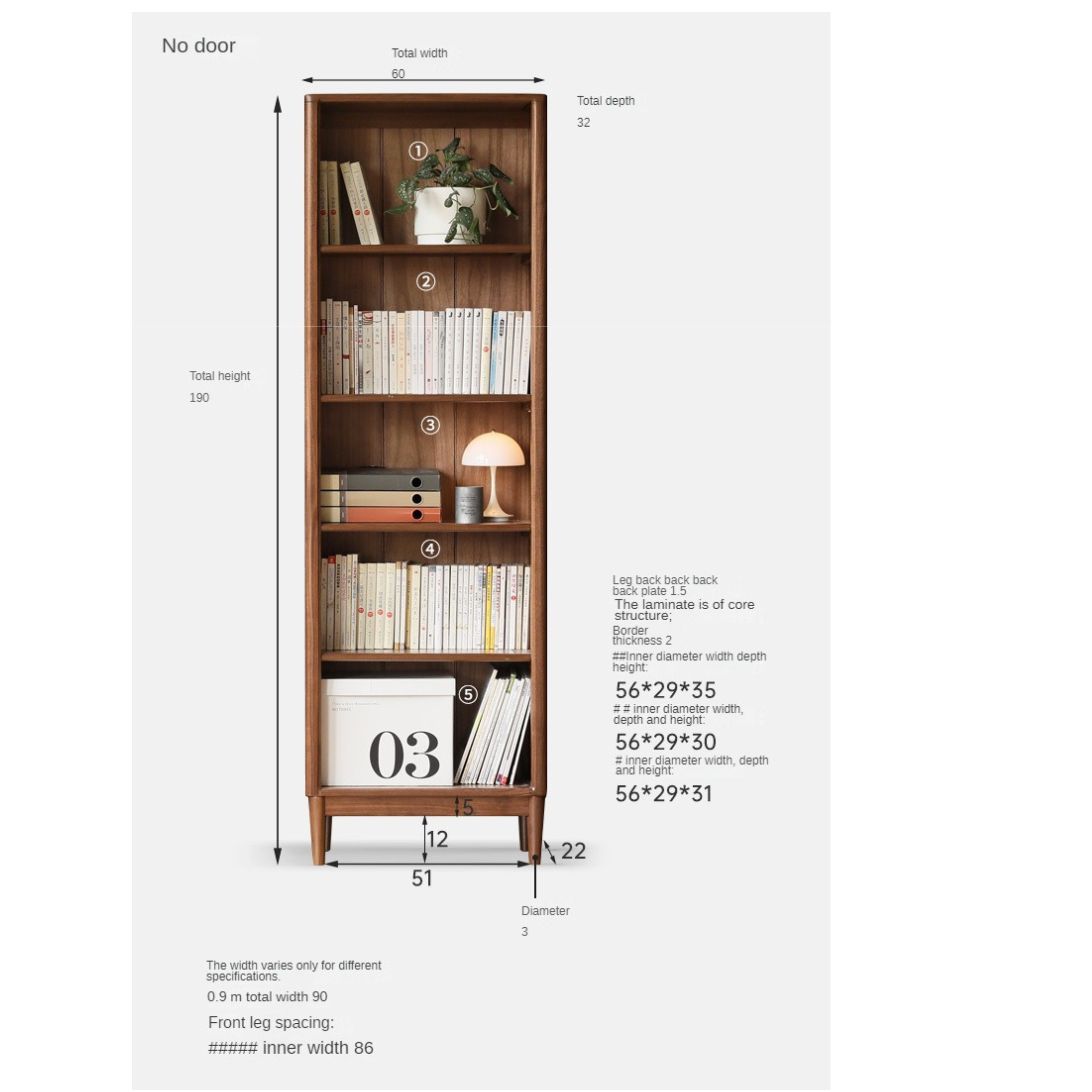 Black Walnut, Oak, Ash Solid Wood Bookcase Whole Wall Free Combination Bookshelf