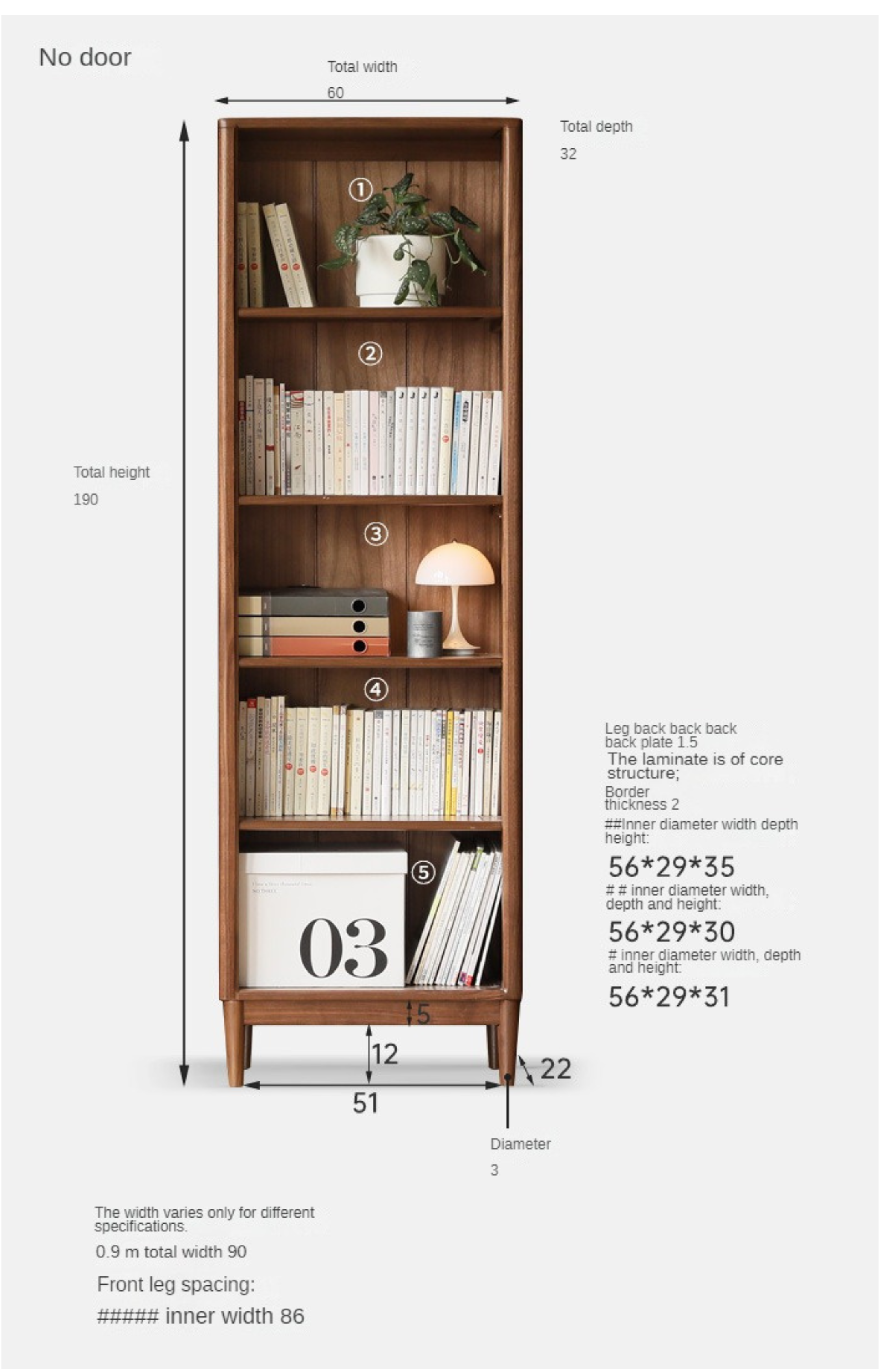 Black Walnut, Oak, Ash Solid Wood Bookcase Whole Wall Free Combination Bookshelf