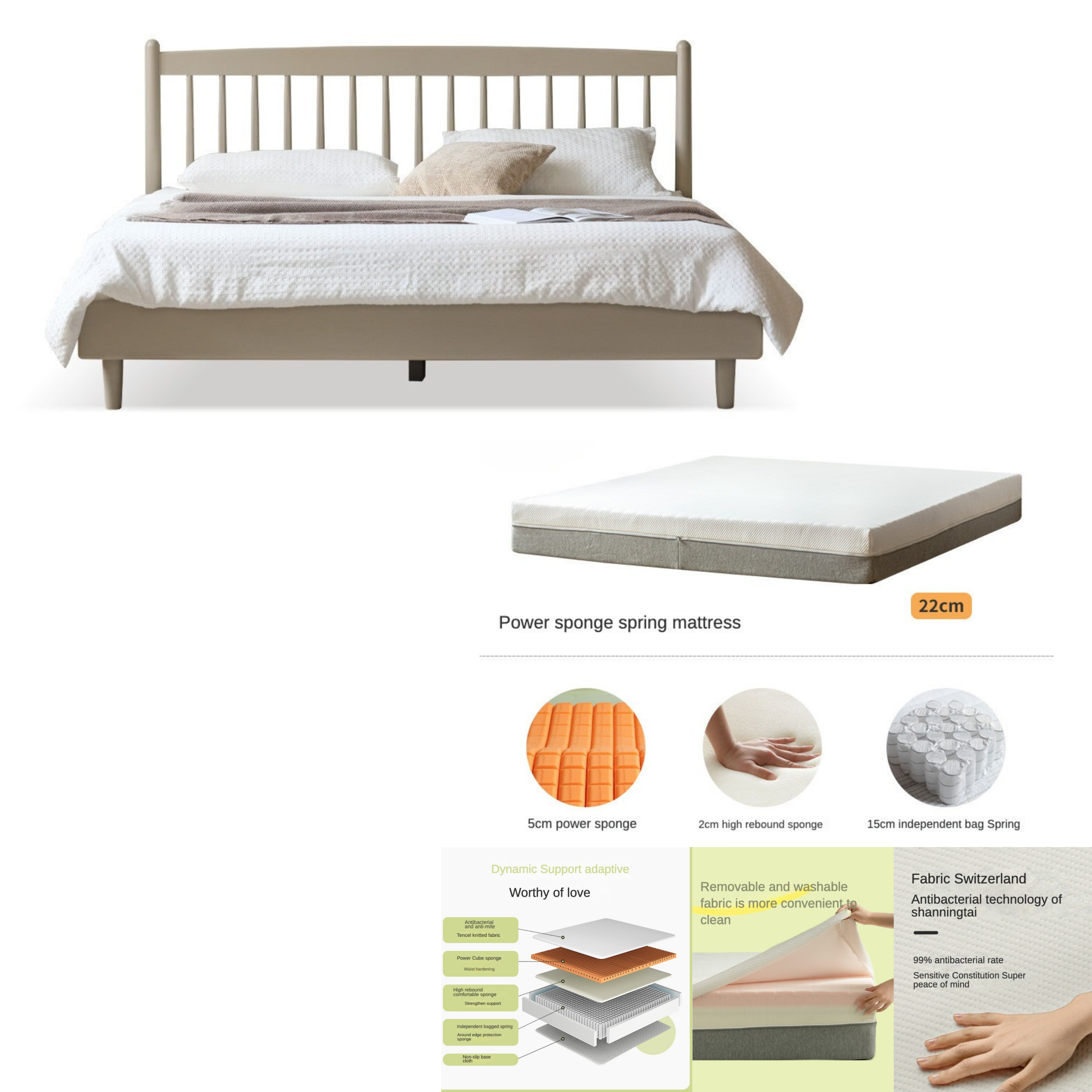 Ash Solid Wood Light Luxury Bed