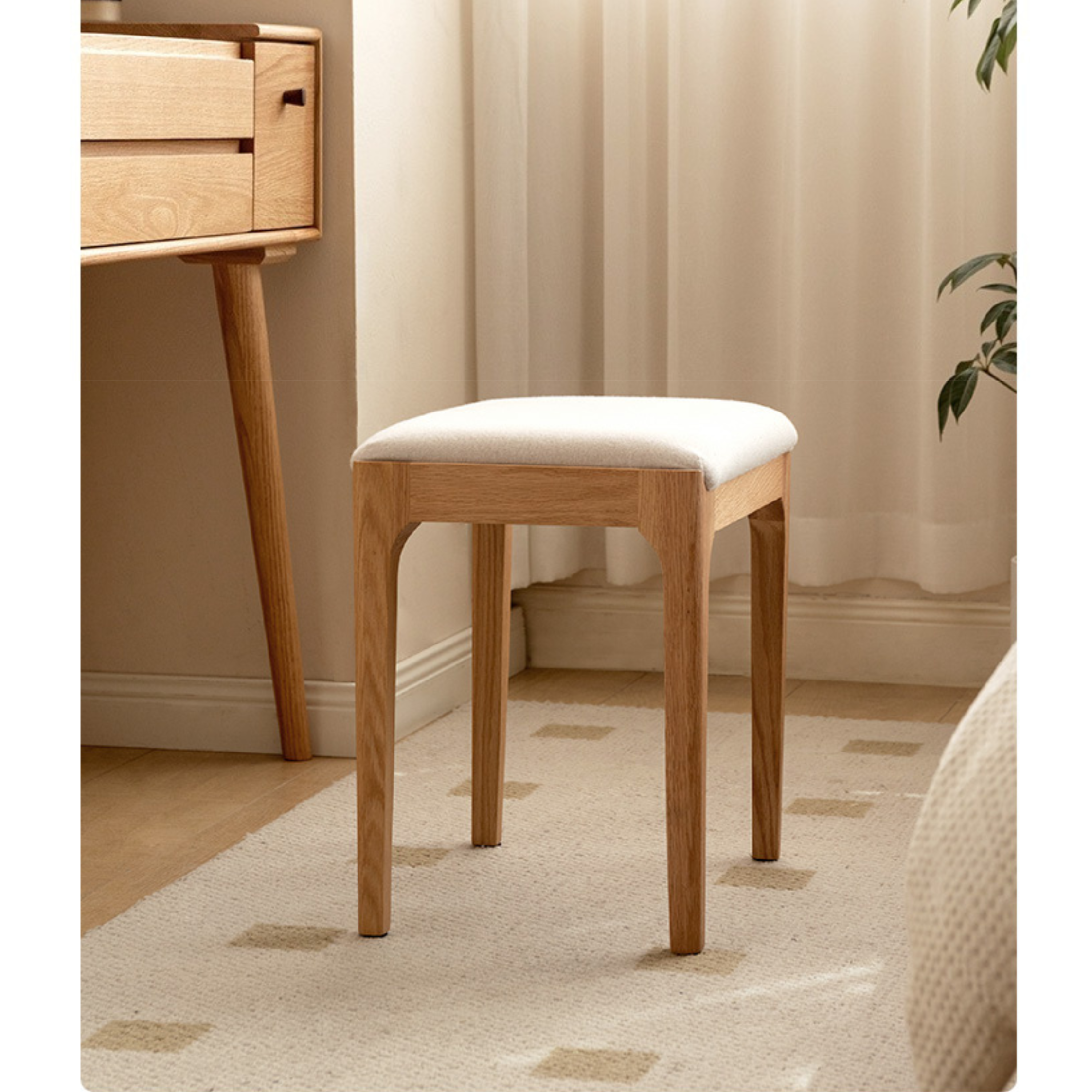 Oak, Ash, Black Walnut solid wood Makeup Stool