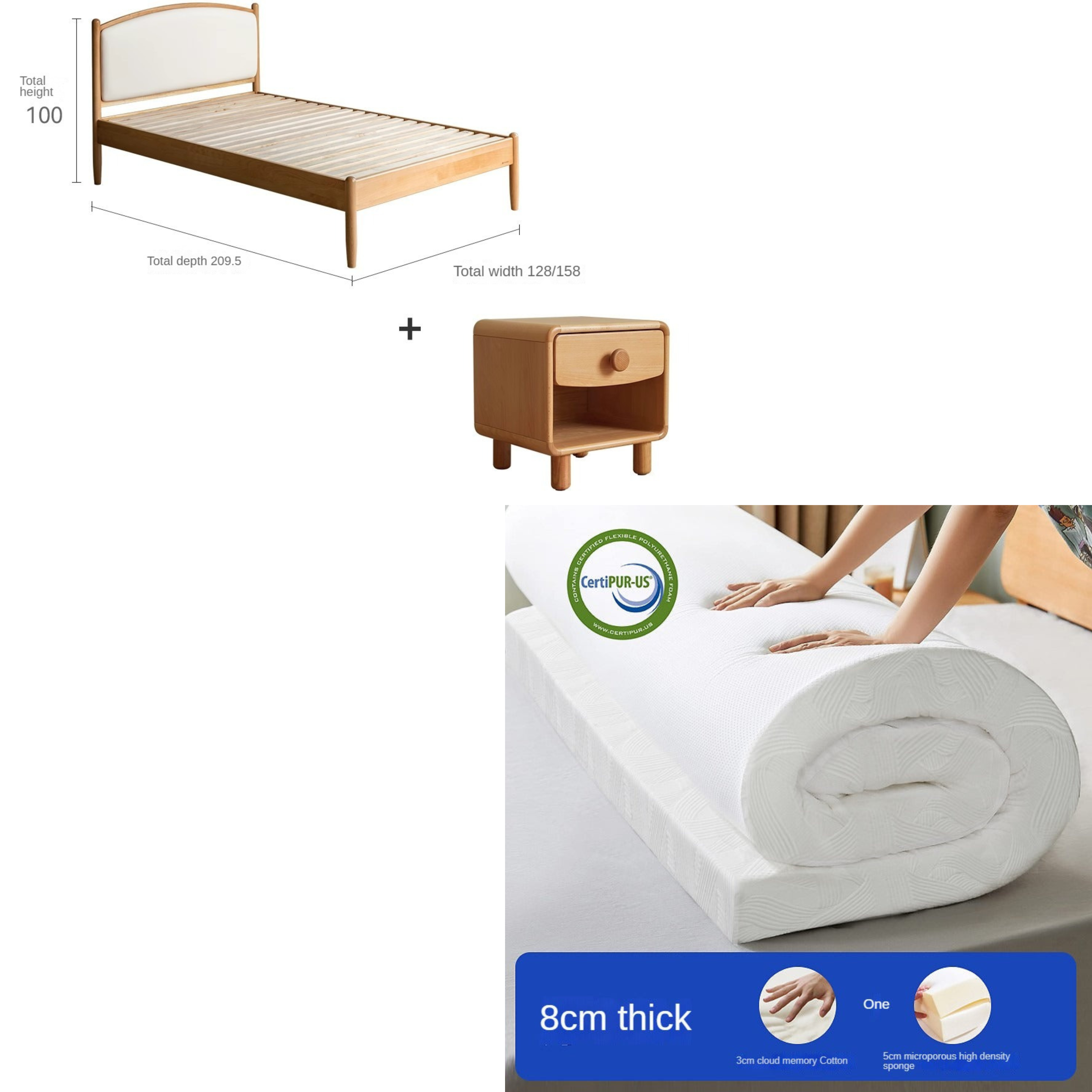 Beech solid wood Children's Soft Bed<
