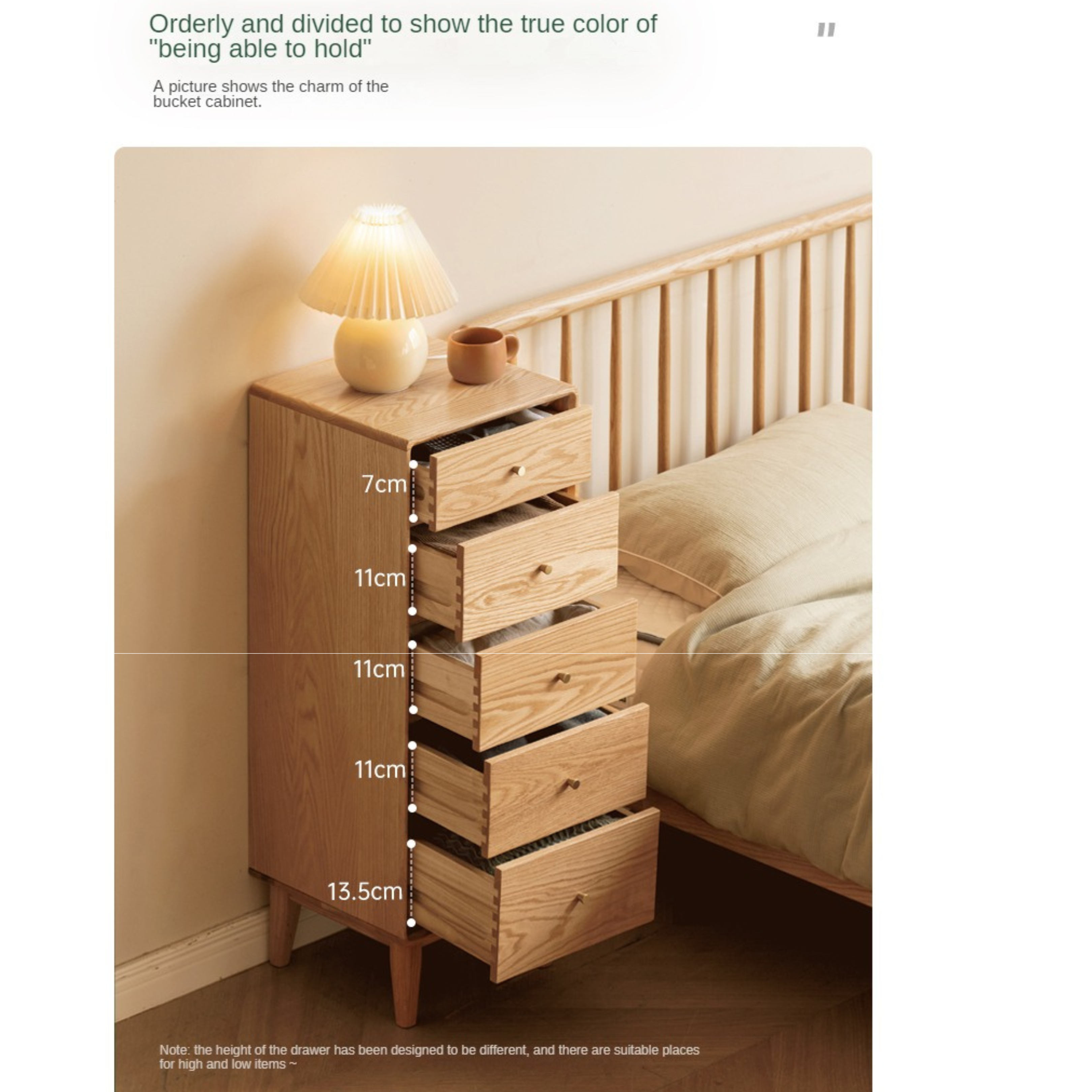 Oak, Beech Solid Wood Chest of Drawers, Multi-Functional Storage Cabinet Combination