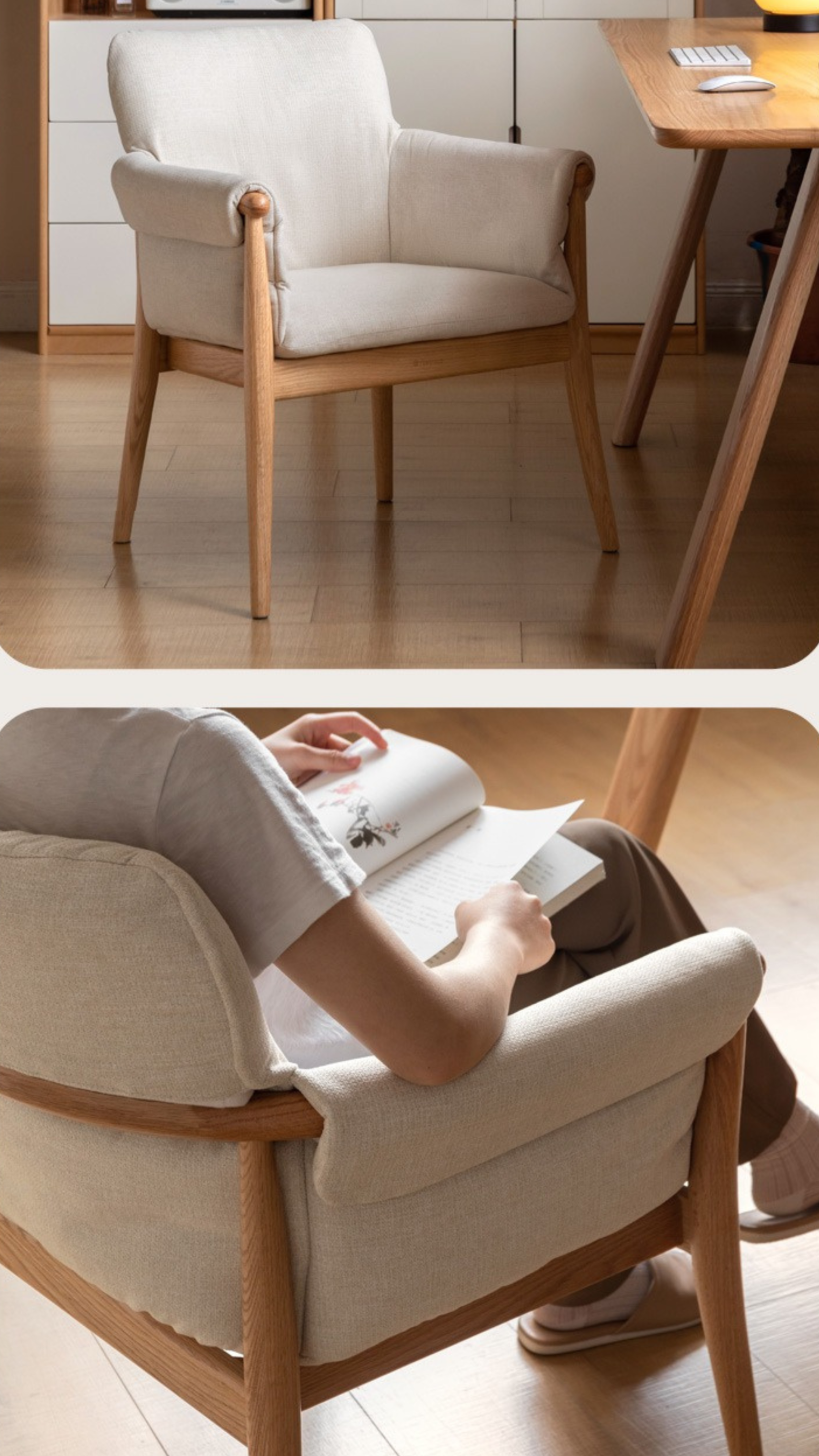 Oak Solid Wood Book Chair Simple Study Soft Back
