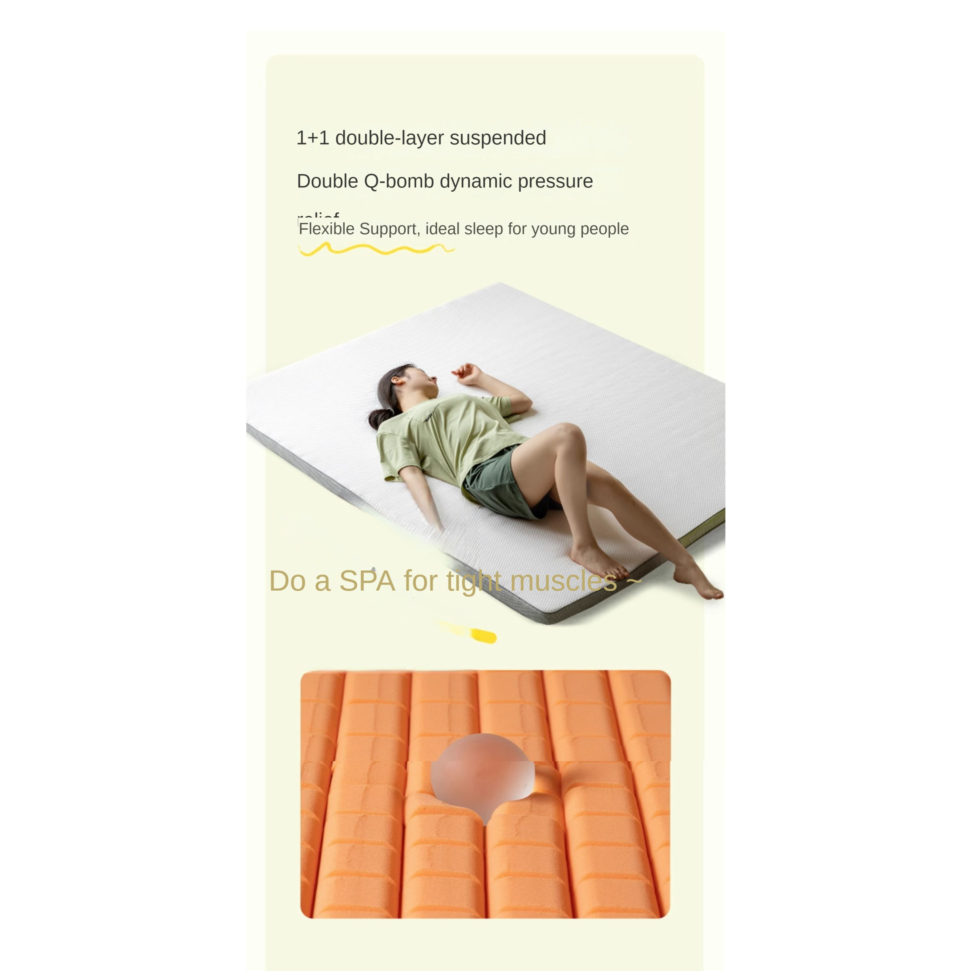 Power Sponge Lightweight Mattress, Antibacterial & Anti-Mite 5cm: