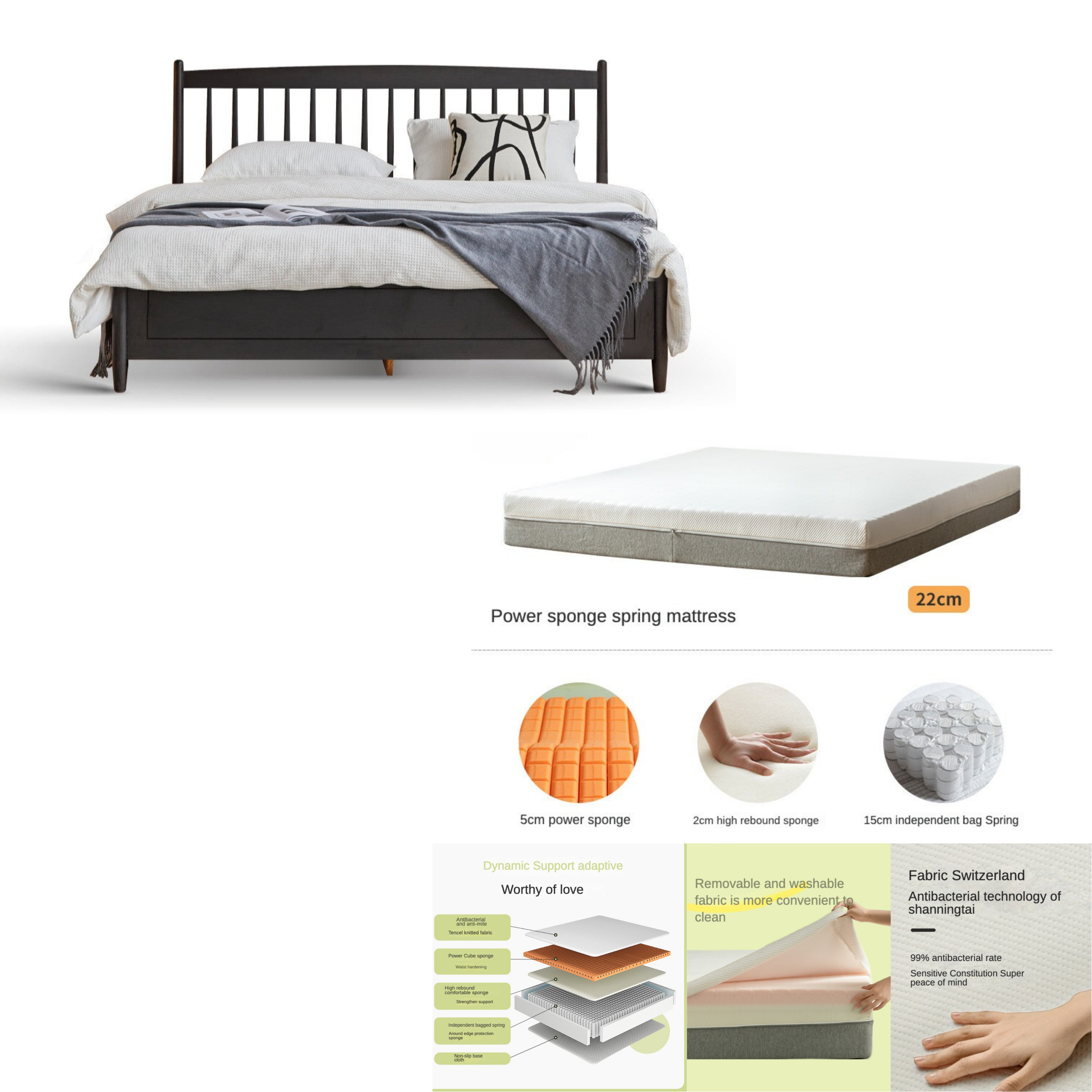 Oak Solid Wood Vintage Bed