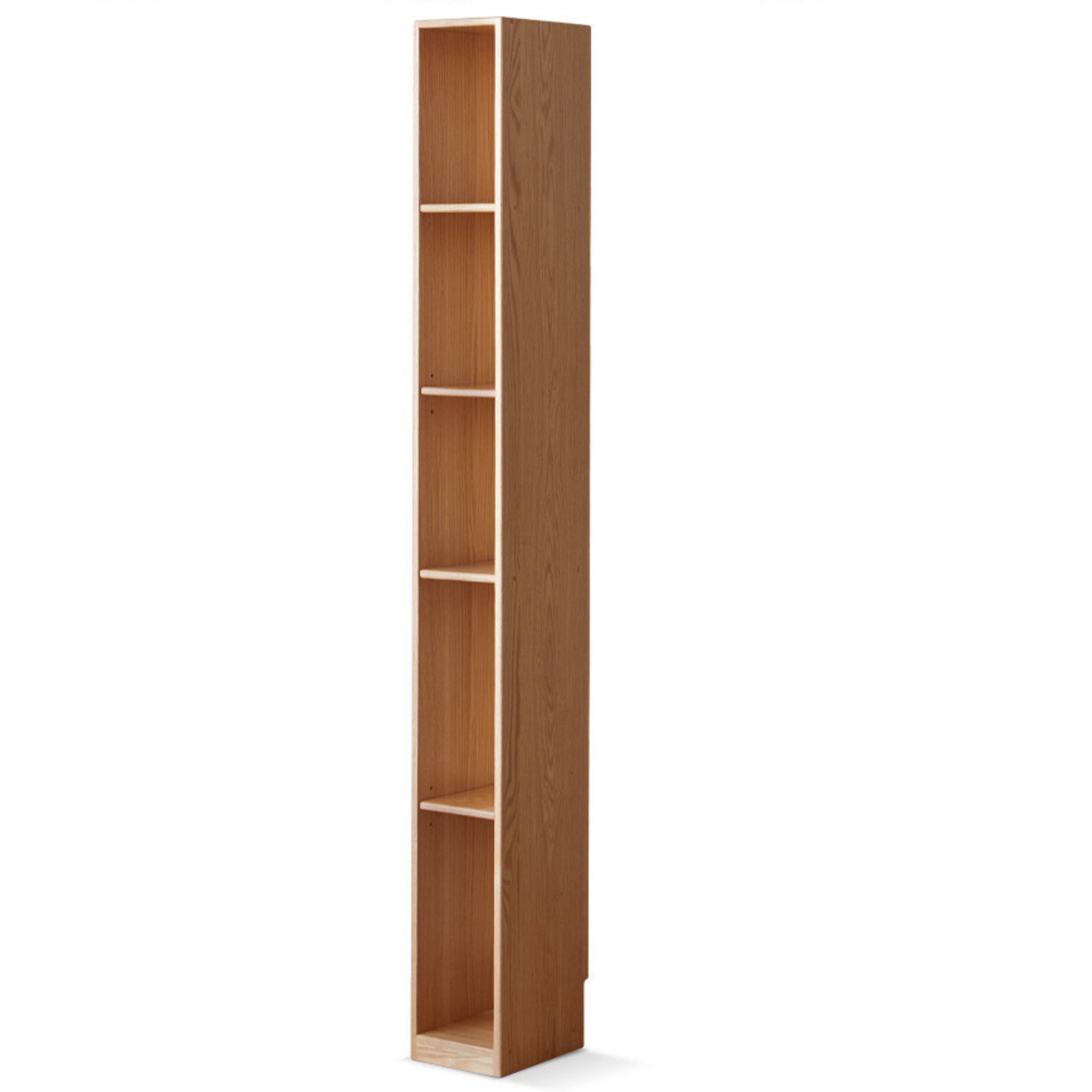 Oak, Rubber Solid Wood Ultra Narrow Bookcase