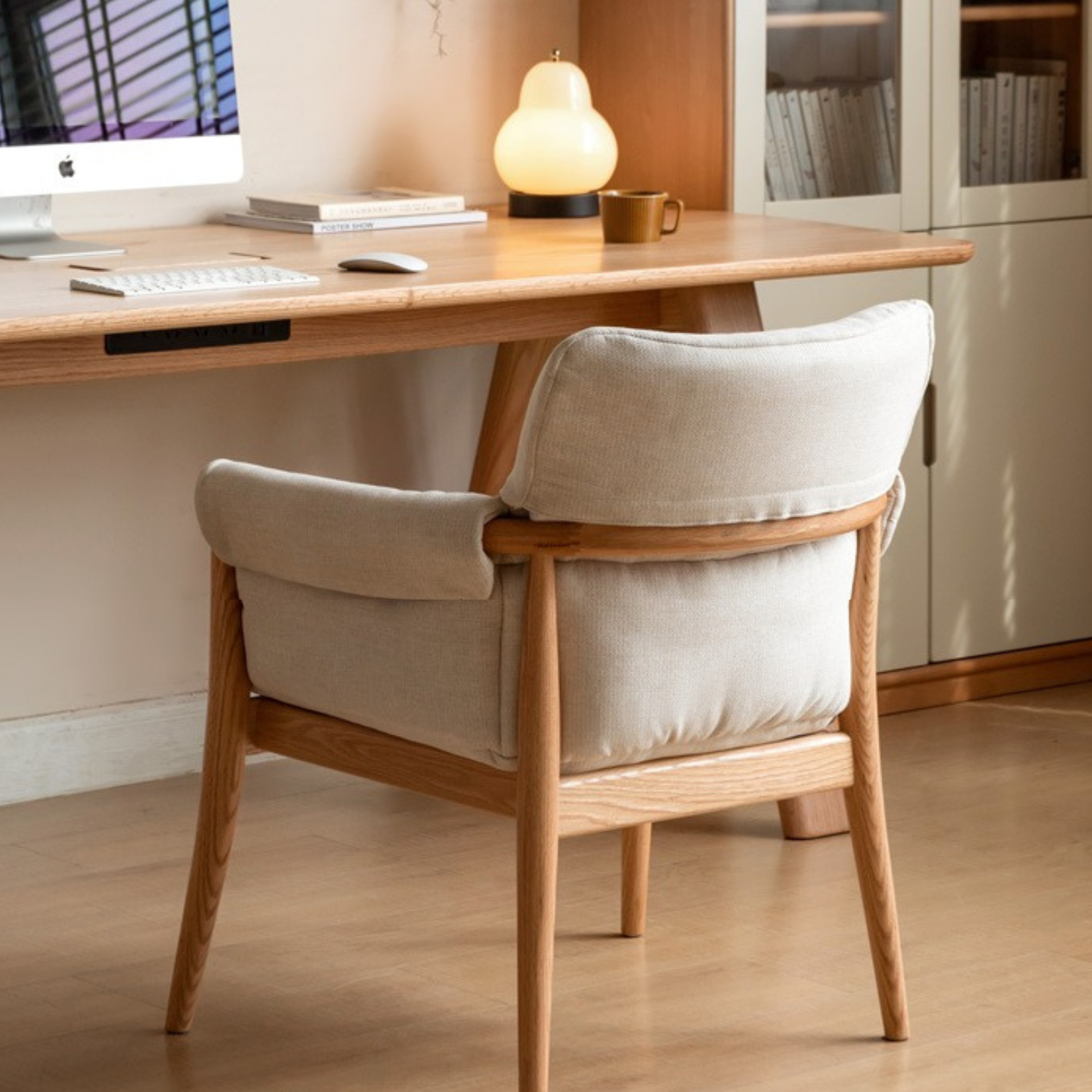 Oak Solid Wood Book Chair Simple Study Soft Back