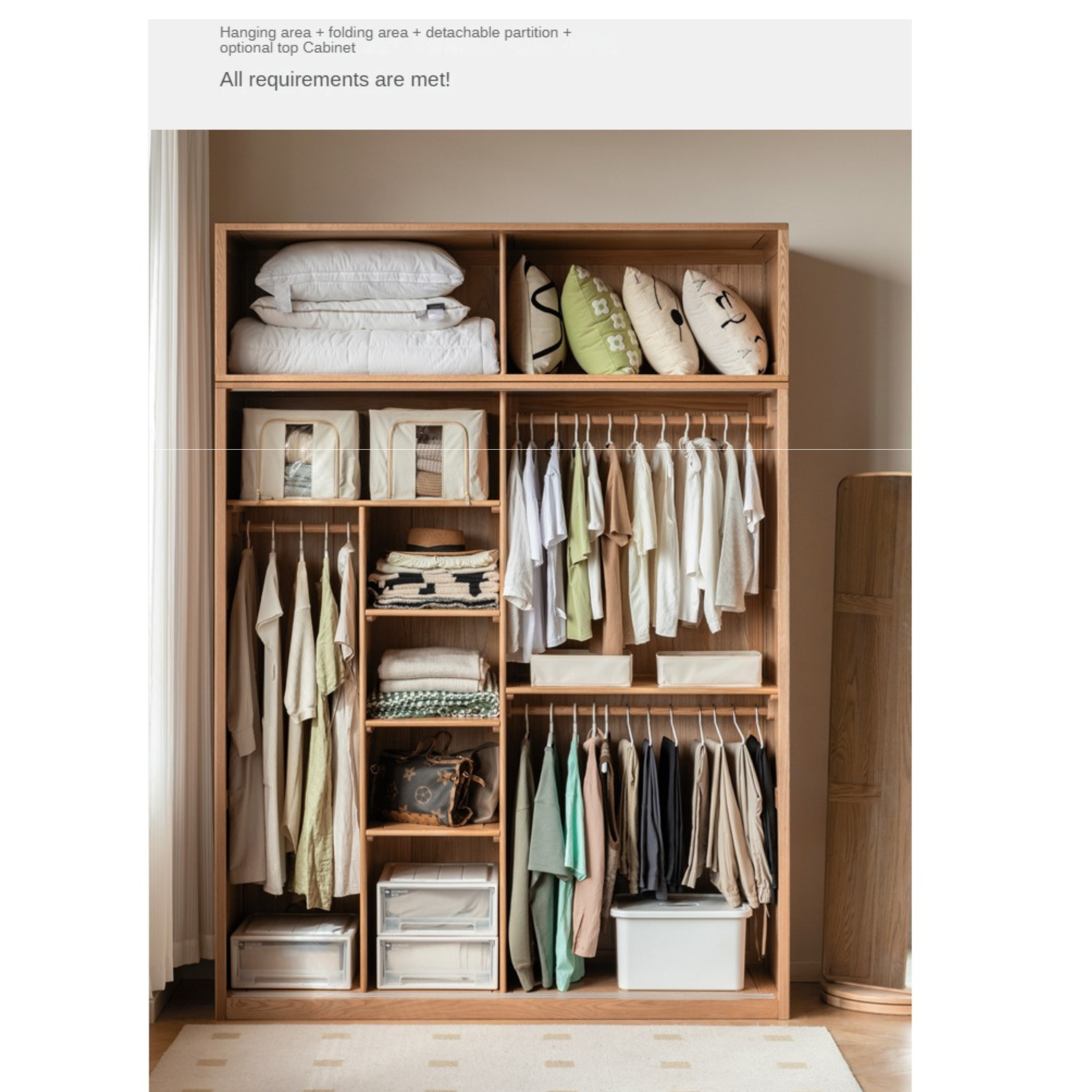 Oak, Pine Solid Wood Sliding Door Wardrobe.