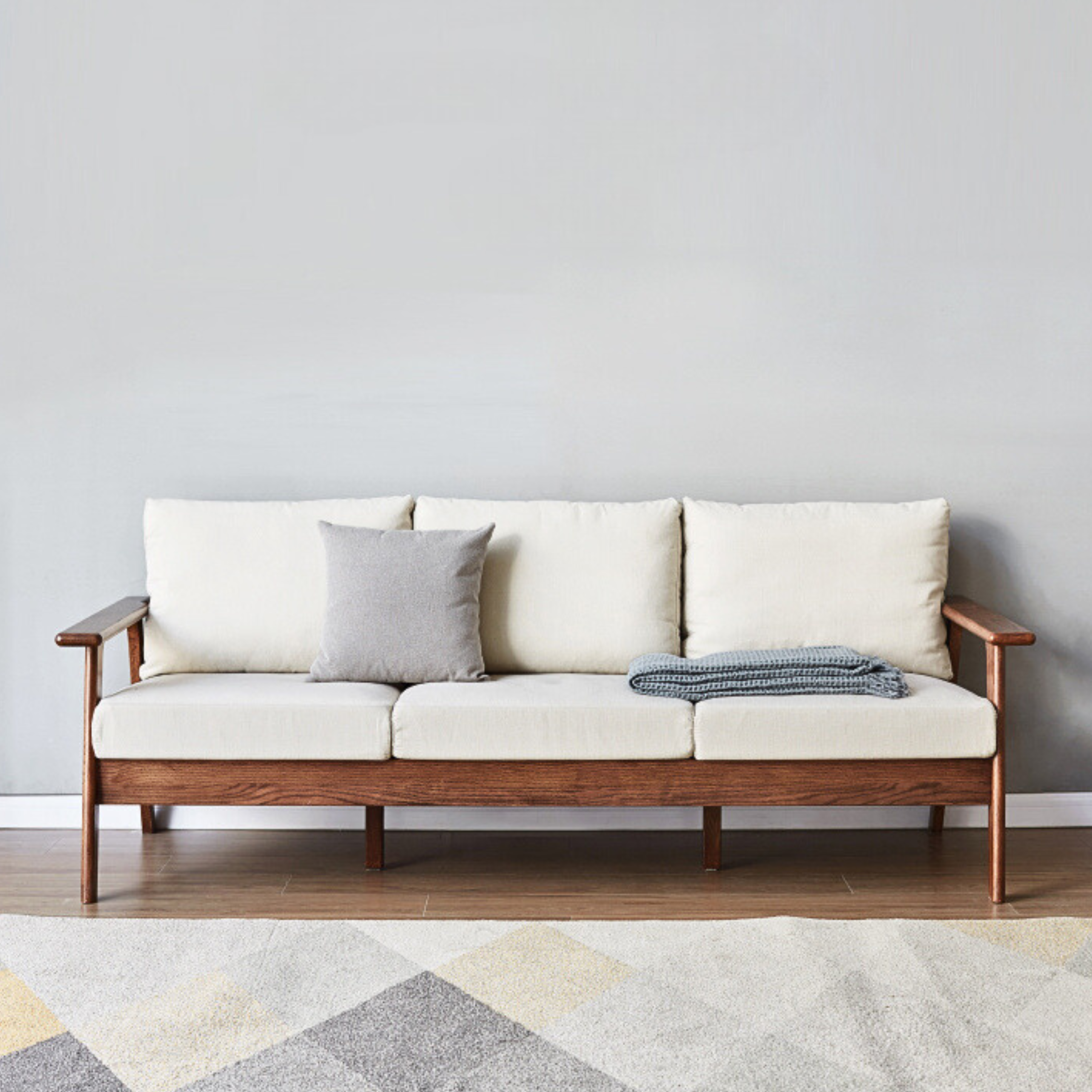 Oak Solid Wood Sofa Fabric Cushion.