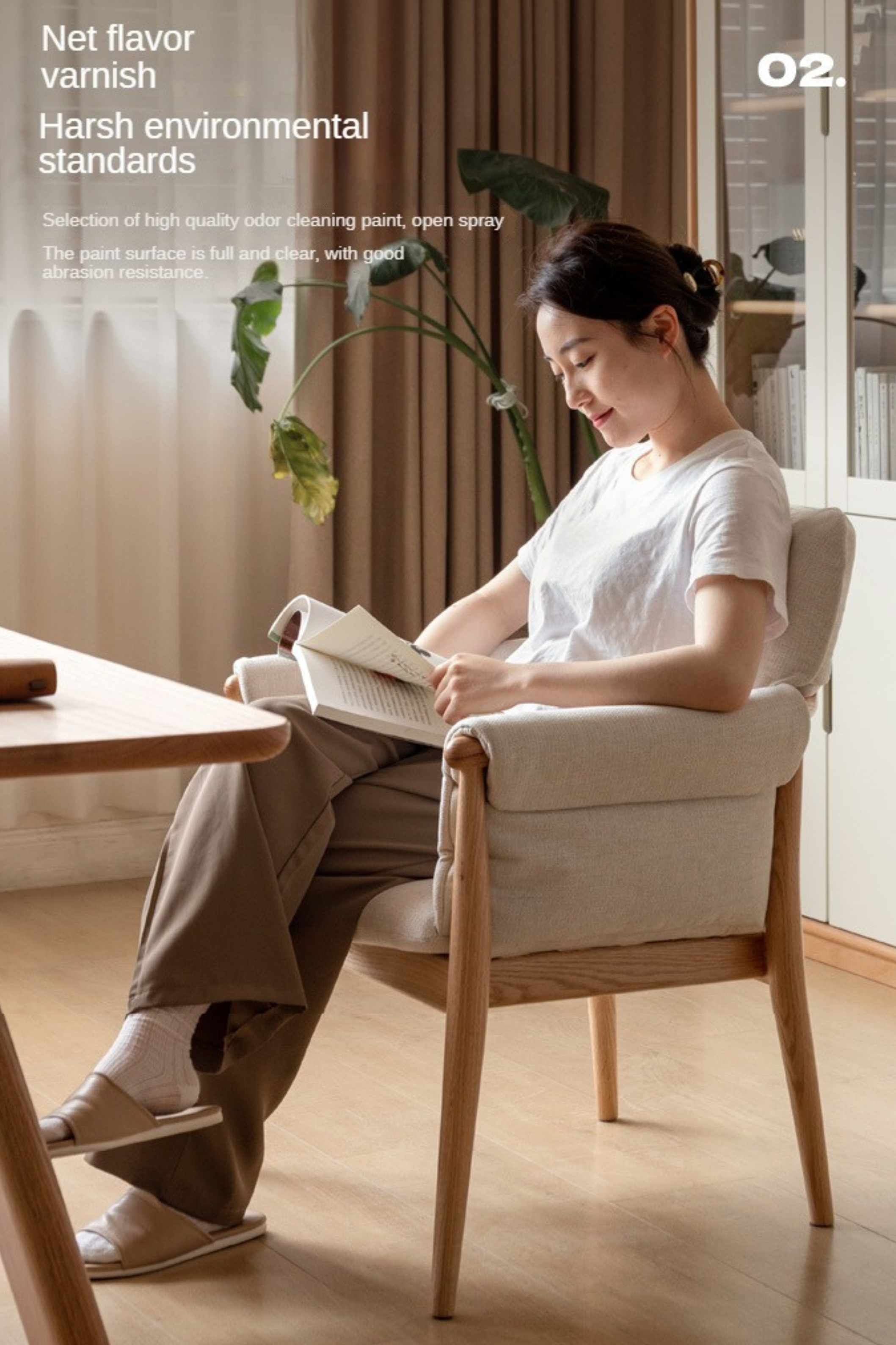 Oak Solid Wood Book Chair Simple Study Soft Back