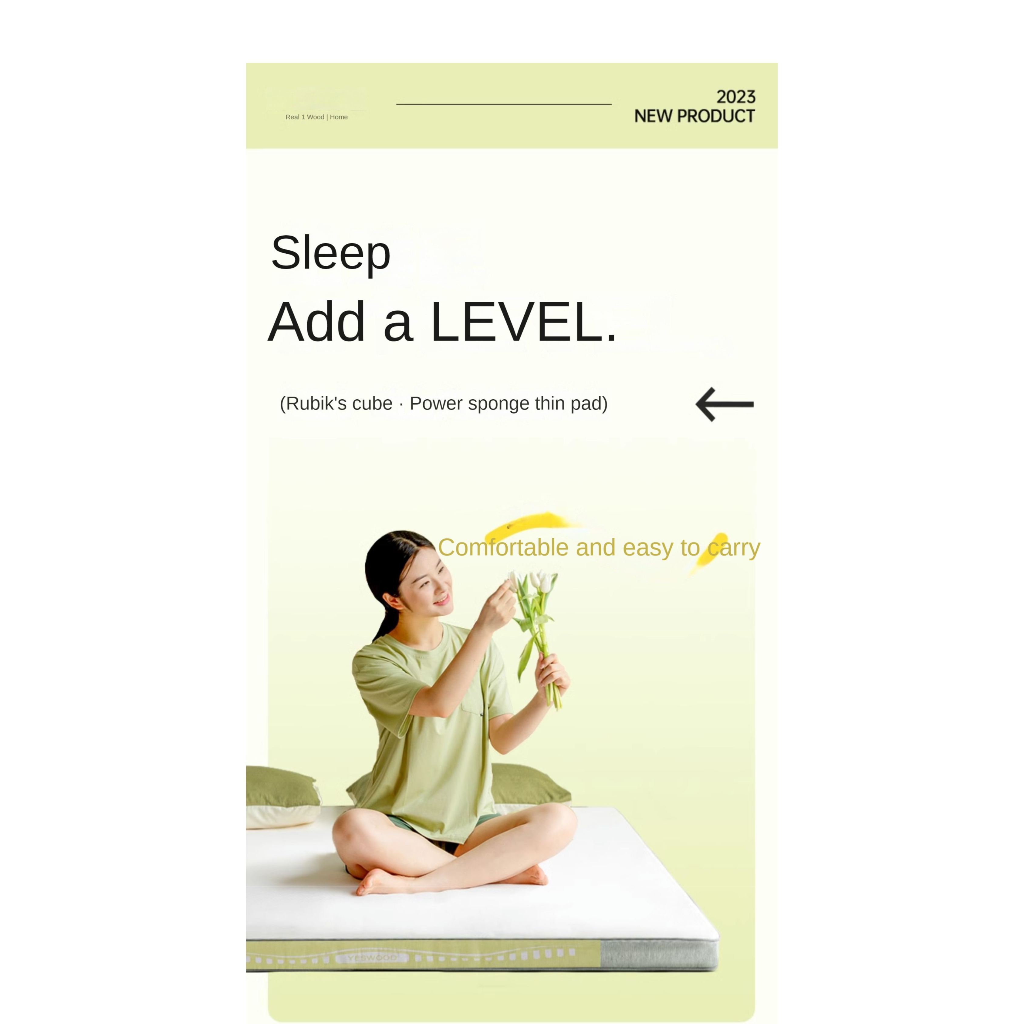 Power Sponge Lightweight Mattress, Antibacterial & Anti-Mite 5cm: