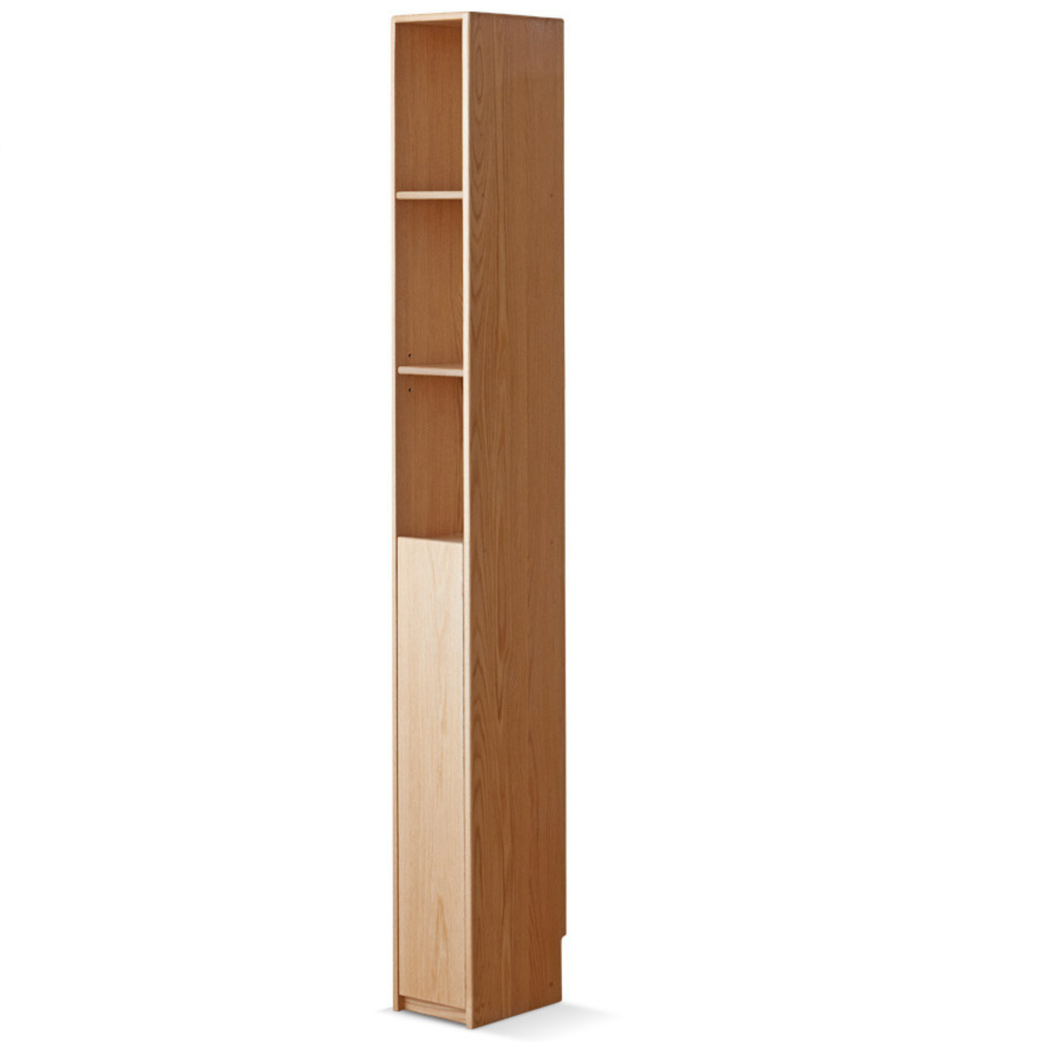 Oak, Rubber Solid Wood Ultra Narrow Bookcase