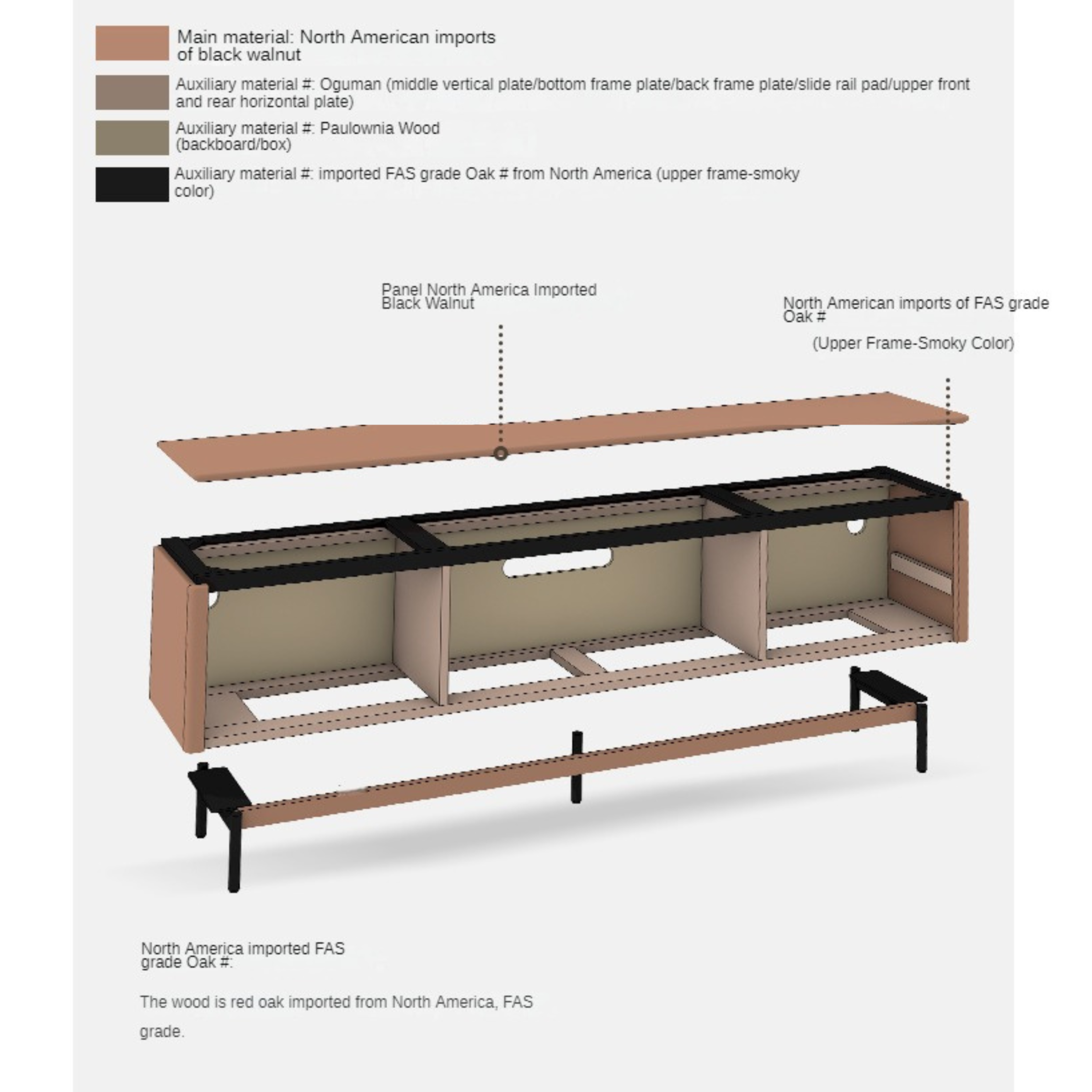 Black Walnut Solid Wood Italian Light Luxury TV Cabinet.